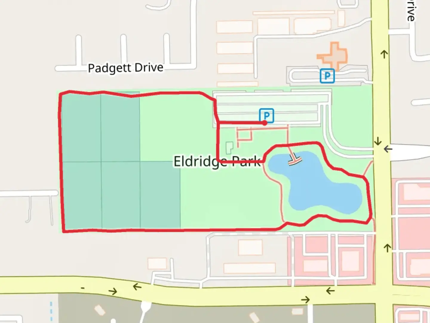 An image depicting the trail Eldridge Park Loop and its surrounding area.
