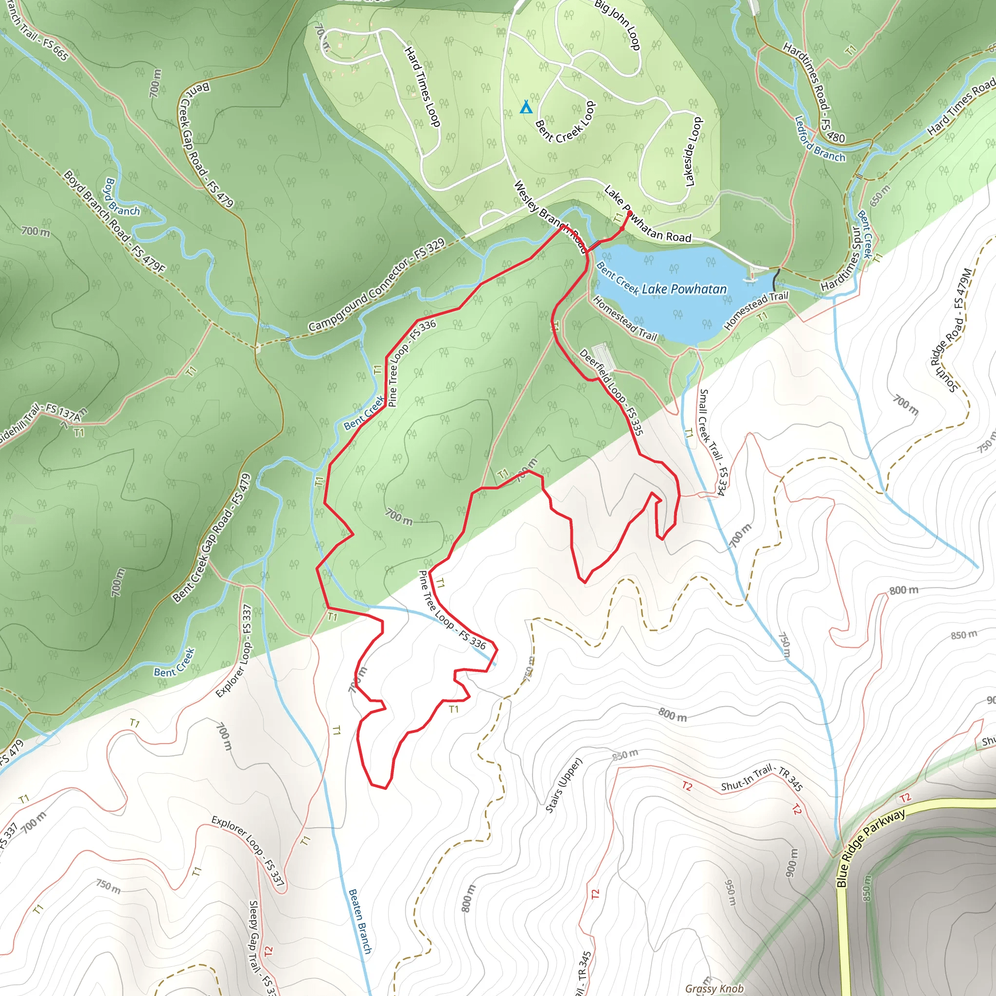 Pine Tree and Deerfield Loop Trail mobile static map