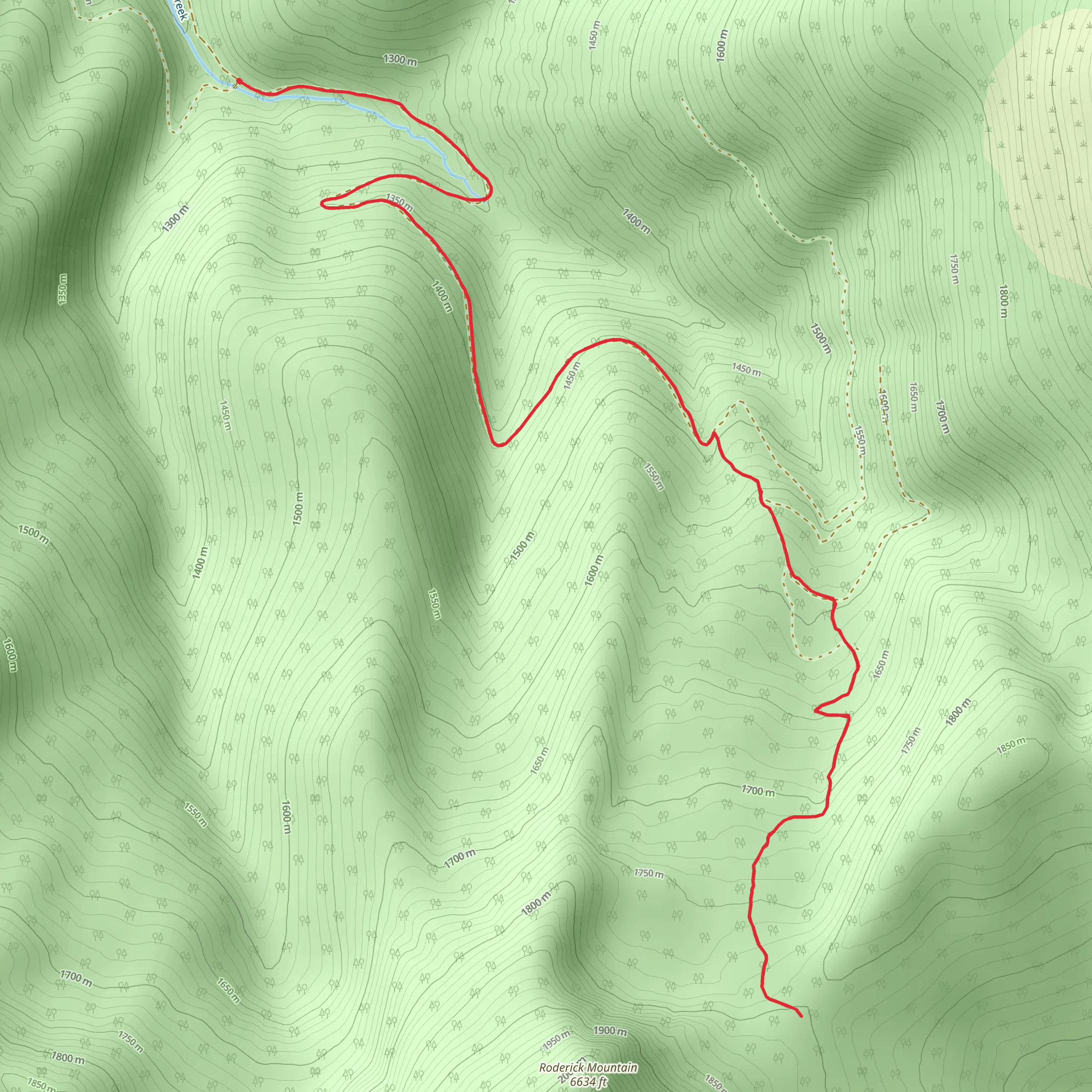Roderick Mountain Trail mobile static map