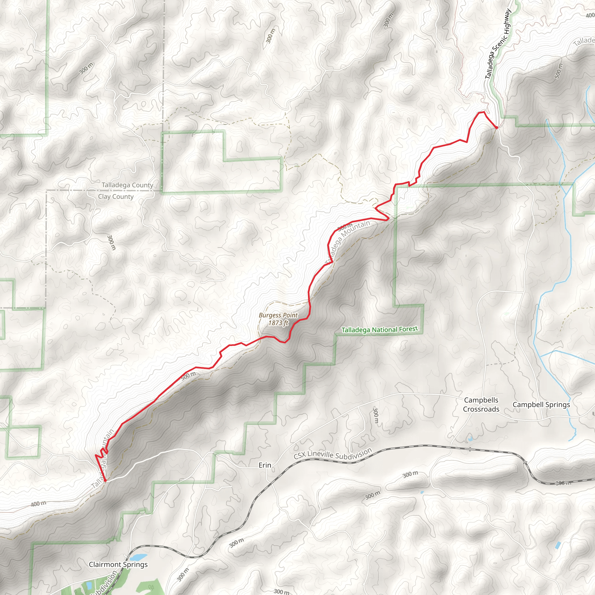 Clairmont Gap to Adams Gap via Pinhoti Trail mobile static map