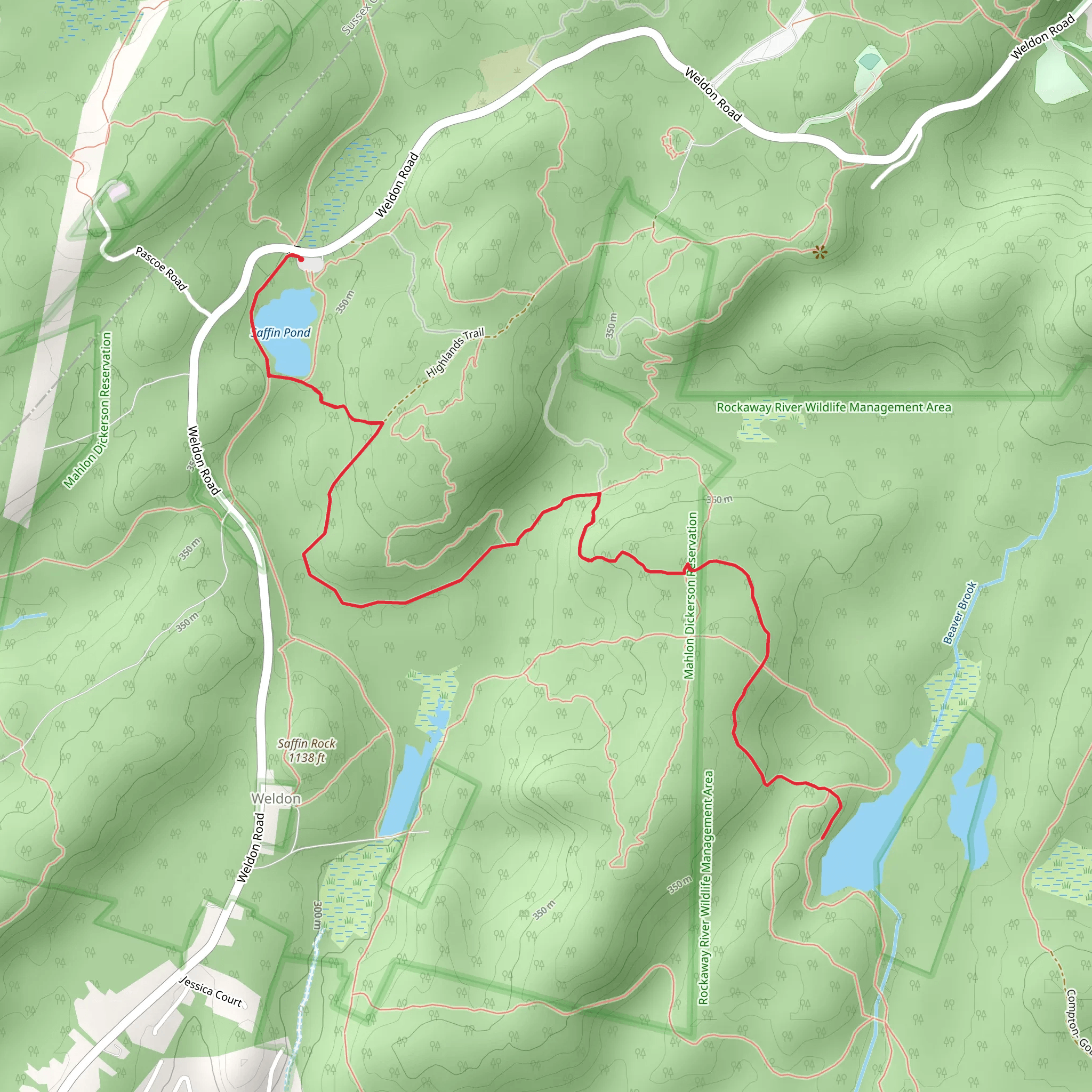 Saffin Pond to Beaver Brook mobile static map