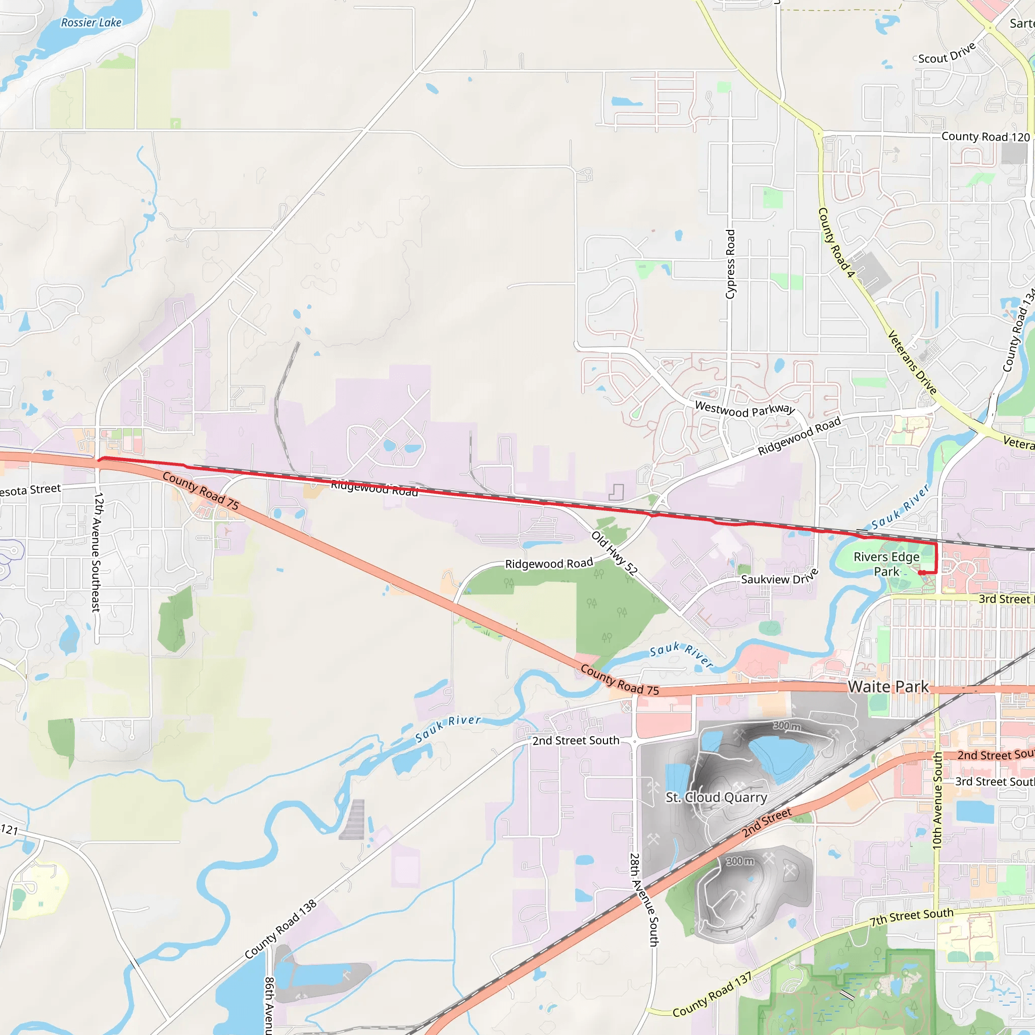 Lake Wobegon Regional Trail from Rivers Edge Park mobile static map
