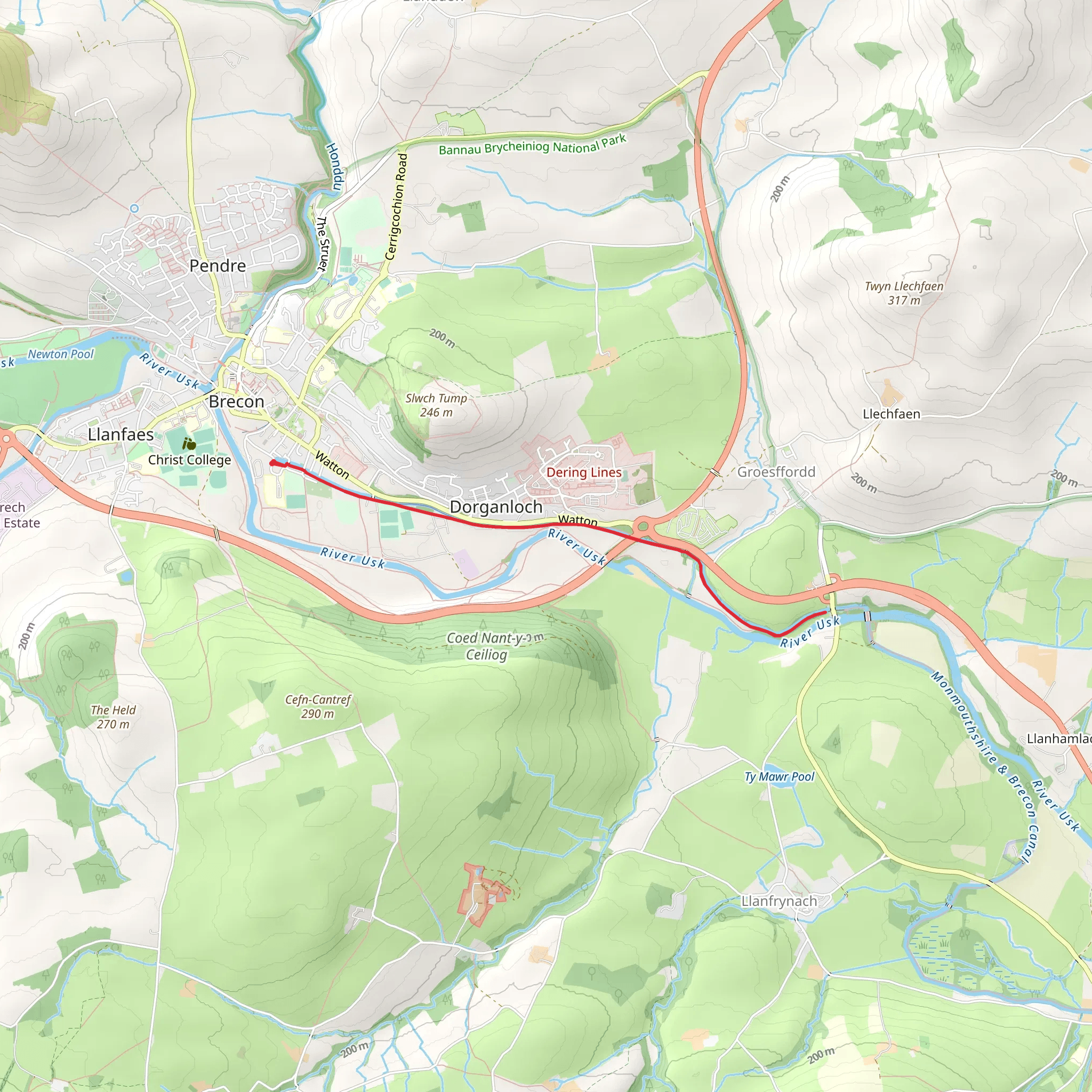 Canal Basin to Brynich mobile static map
