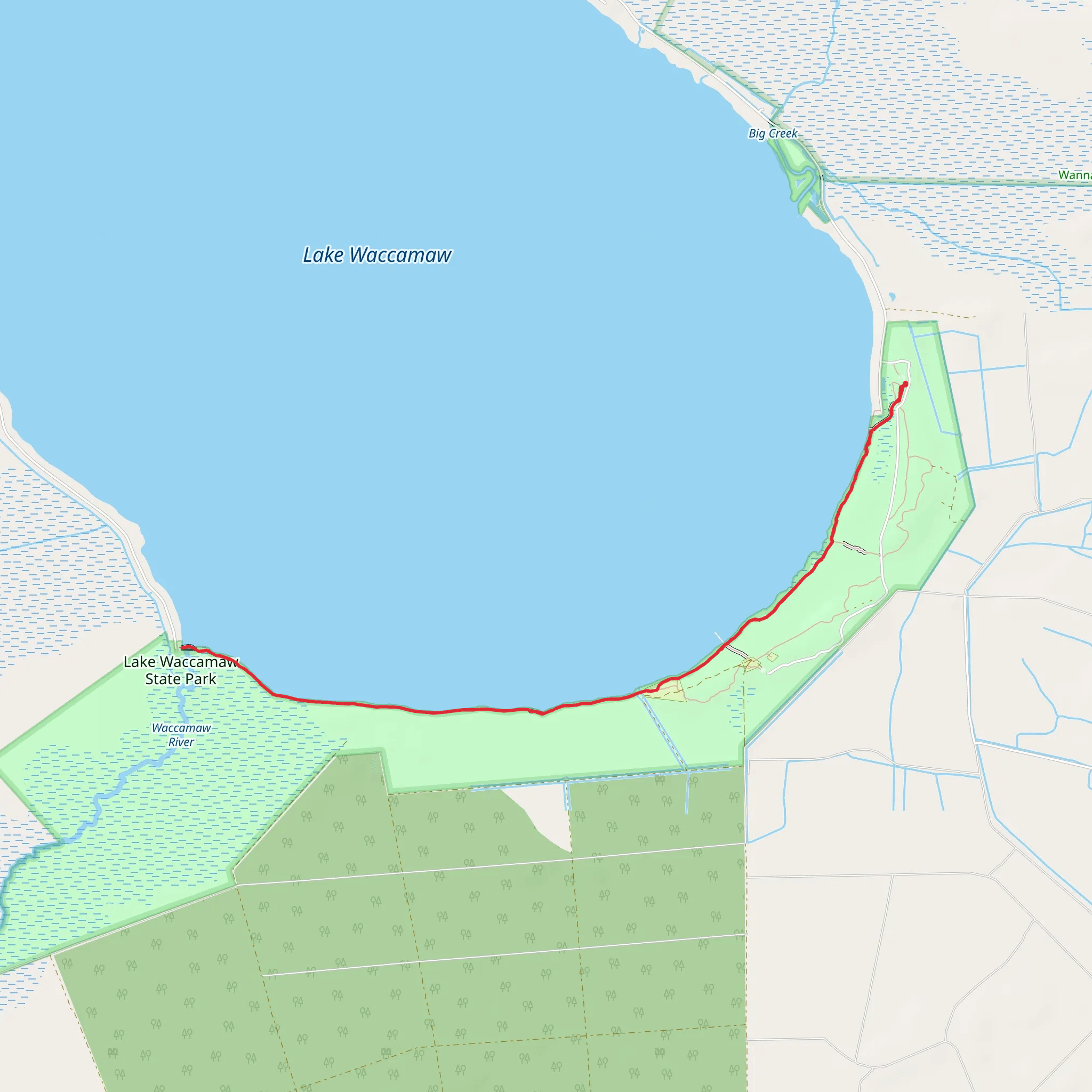 Lakeshore Trail - Lake Waccamaw mobile static map