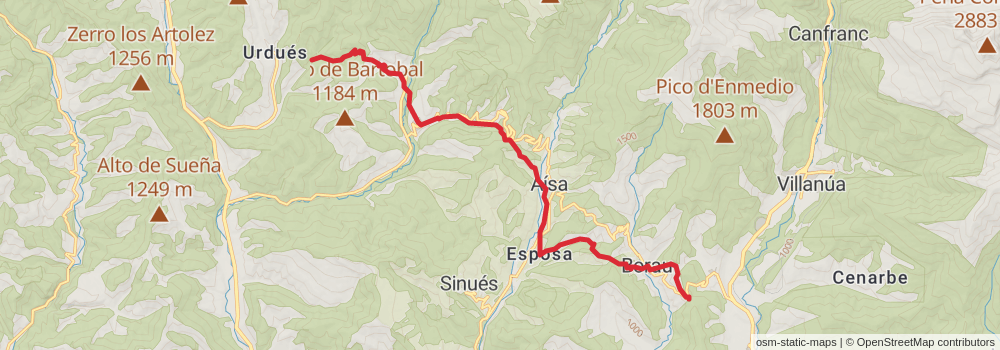GR 15 - Subpyrenean Path stage 15 Map