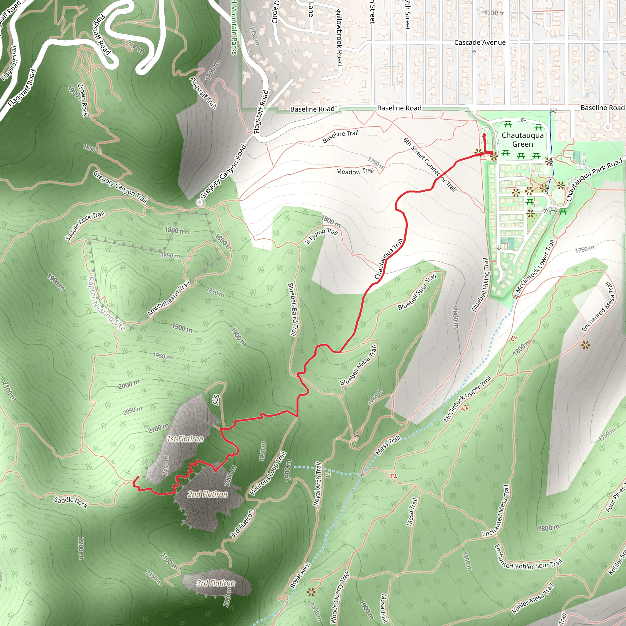 Chautauqua Trail and First-Second Flatiron mobile static map