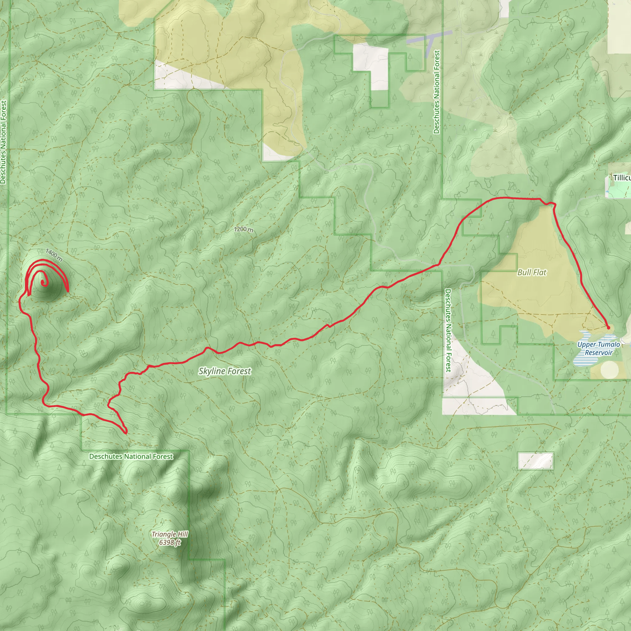 Three Creek Butte from Upper Tumalo Reservoir mobile static map