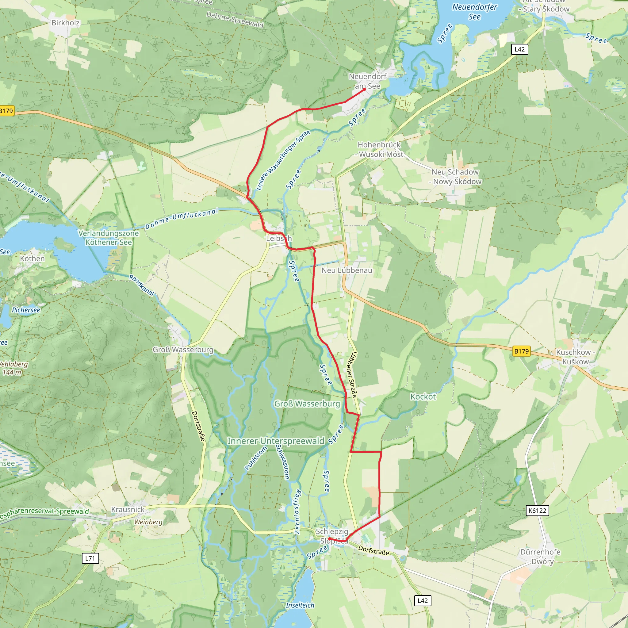 Schlepzig to Neuendorf am See via Paul-Gerhardt Weg mobile static map