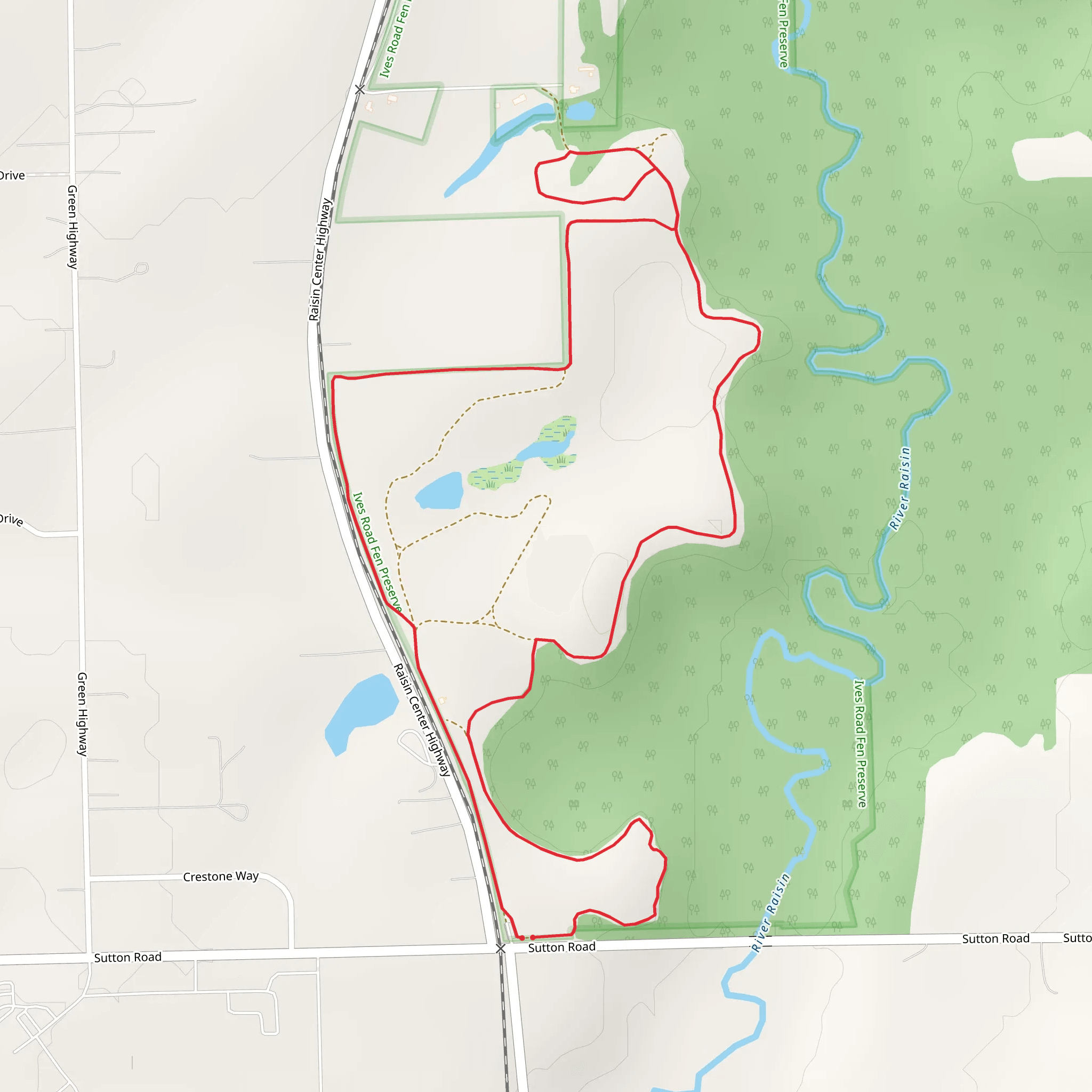 Sutton Road - River Raisin Loop mobile static map