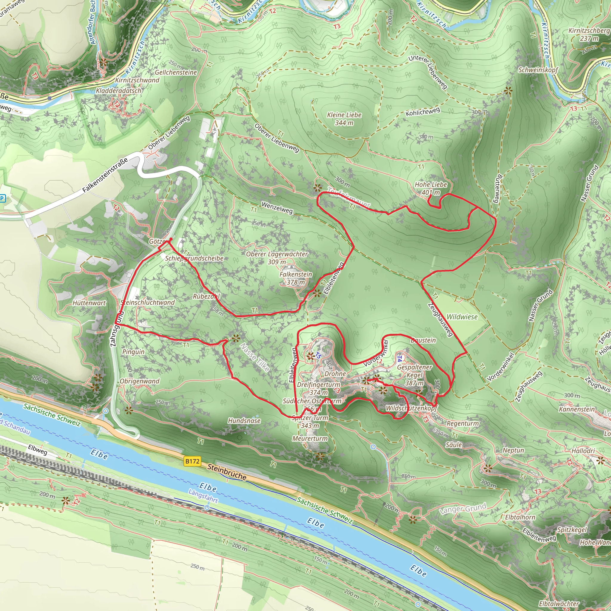 Schrammsteinaussicht via Lilienstein mobile static map