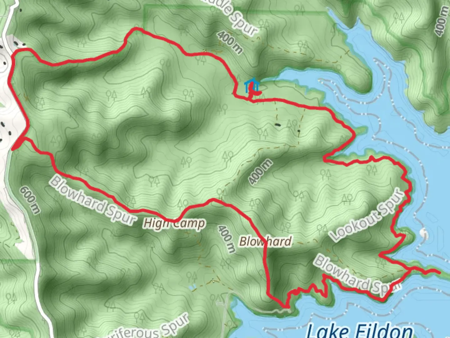 An image depicting the trail Blowhard Circuit and its surrounding area.