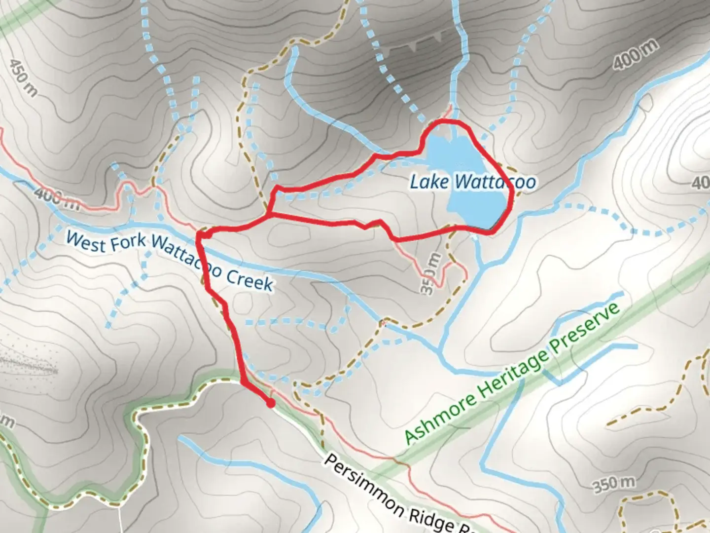 An image depicting the trail Lake Wattacoo Loop and its surrounding area.