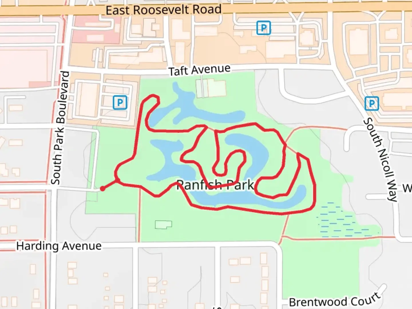 An image depicting the trail Panfish Park Loop and its surrounding area.