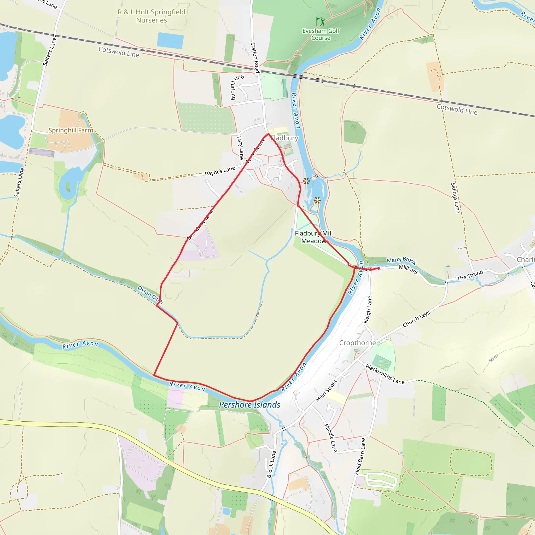 Fladbury Loop mobile static map