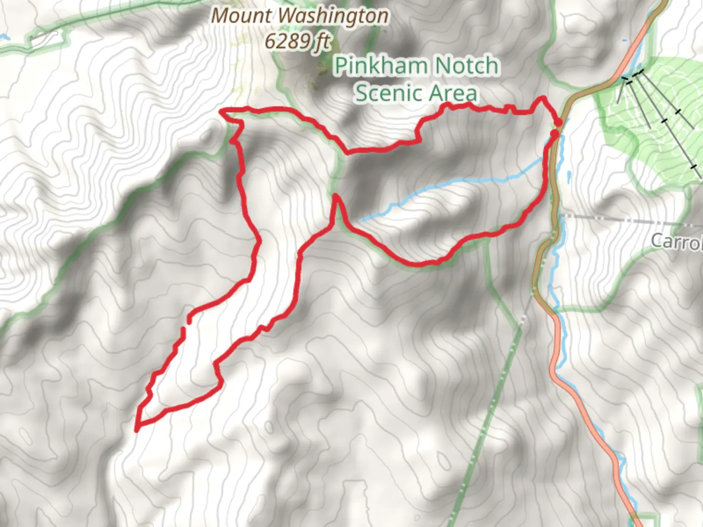 An image depicting the trail Boott Spur Loop and its surrounding area.