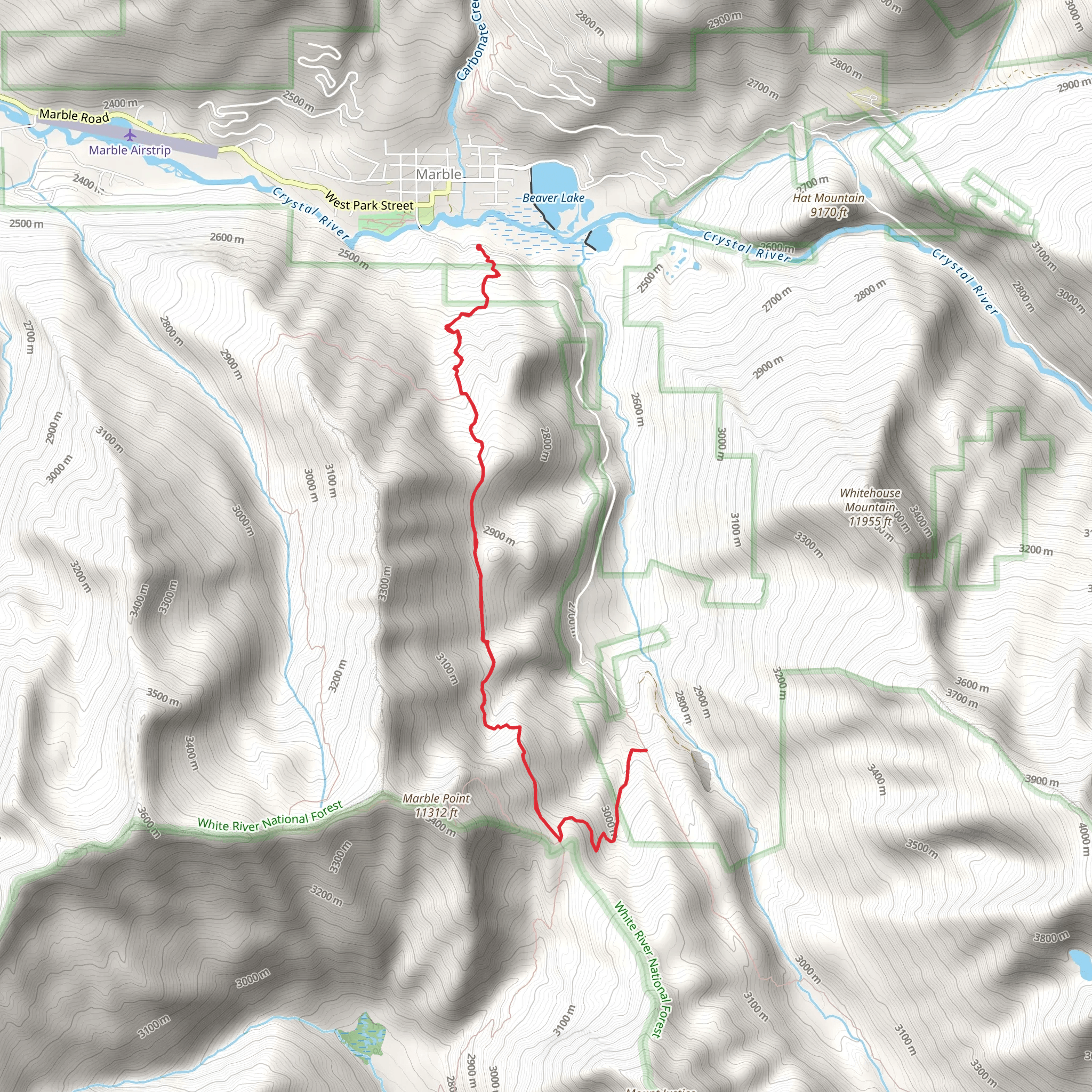 Anthracite Pass Trail mobile static map