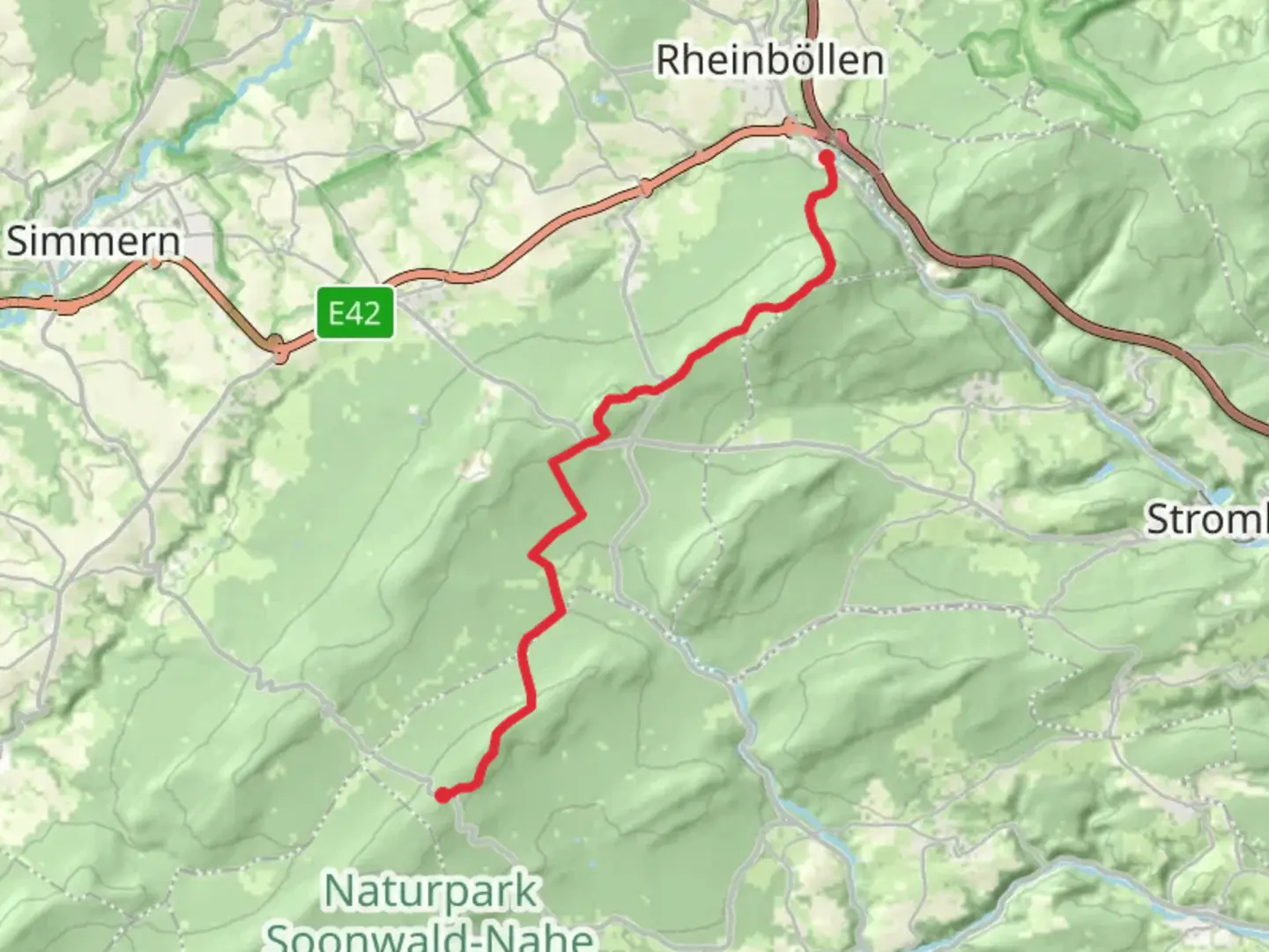 An image depicting the trail Ellerspring to Rheinbollen Walk and its surrounding area.
