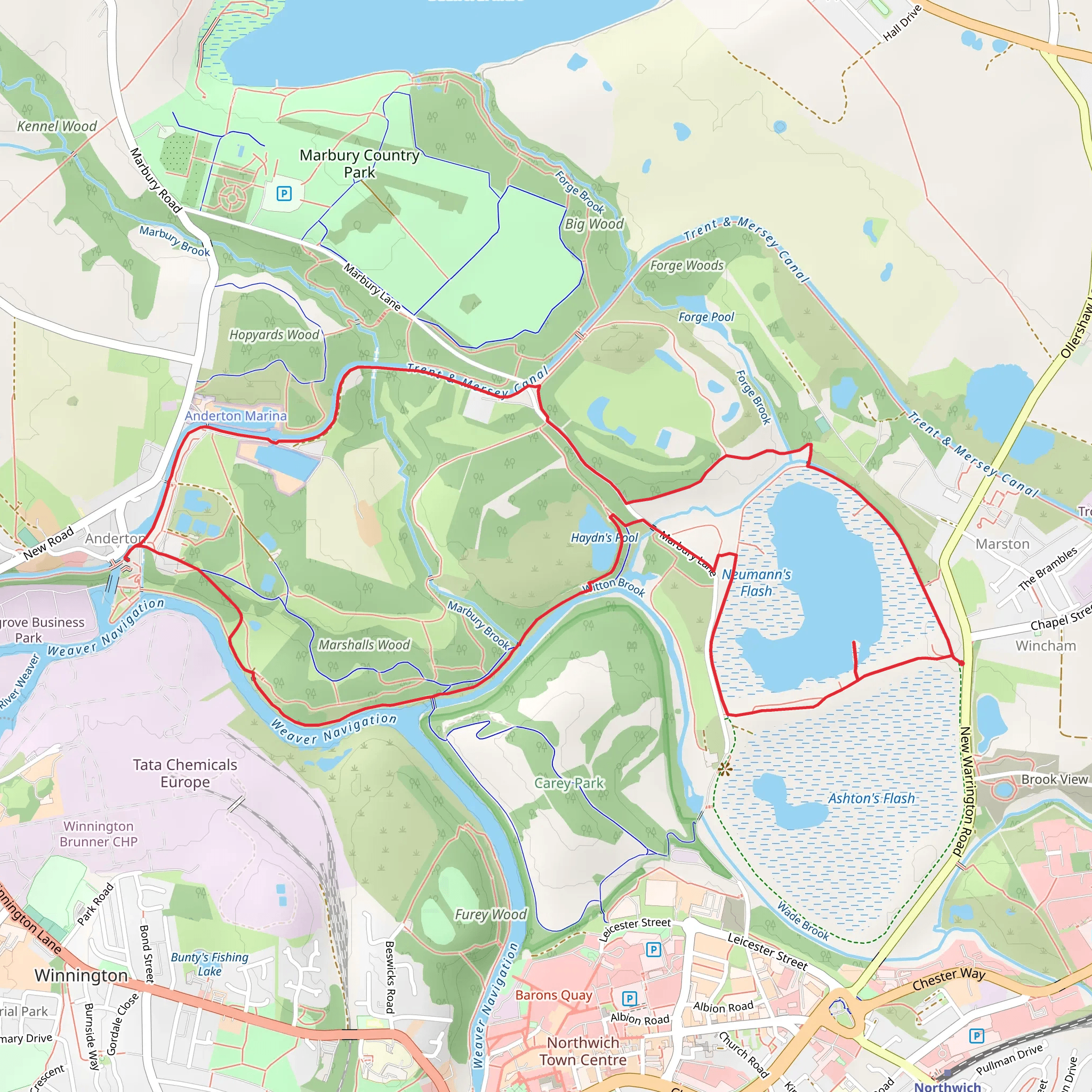 Wincham to Anderton Loop via Anderton Nature Park mobile static map
