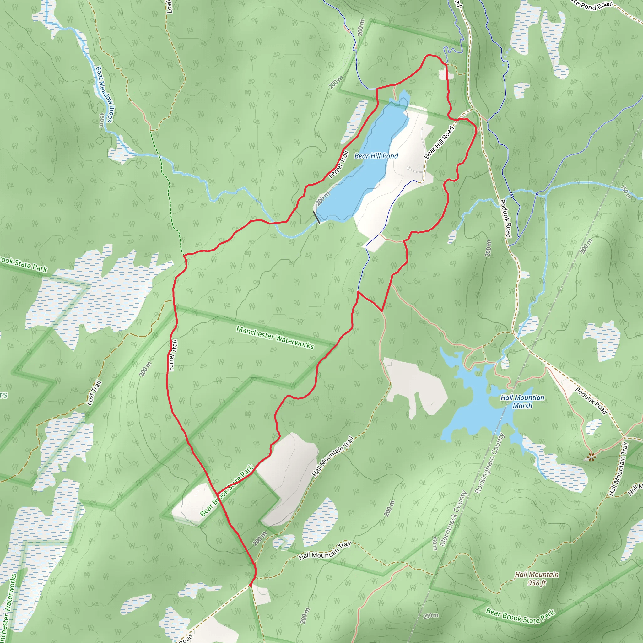 Bear Hill Pond via Ferret Loop Trail mobile static map