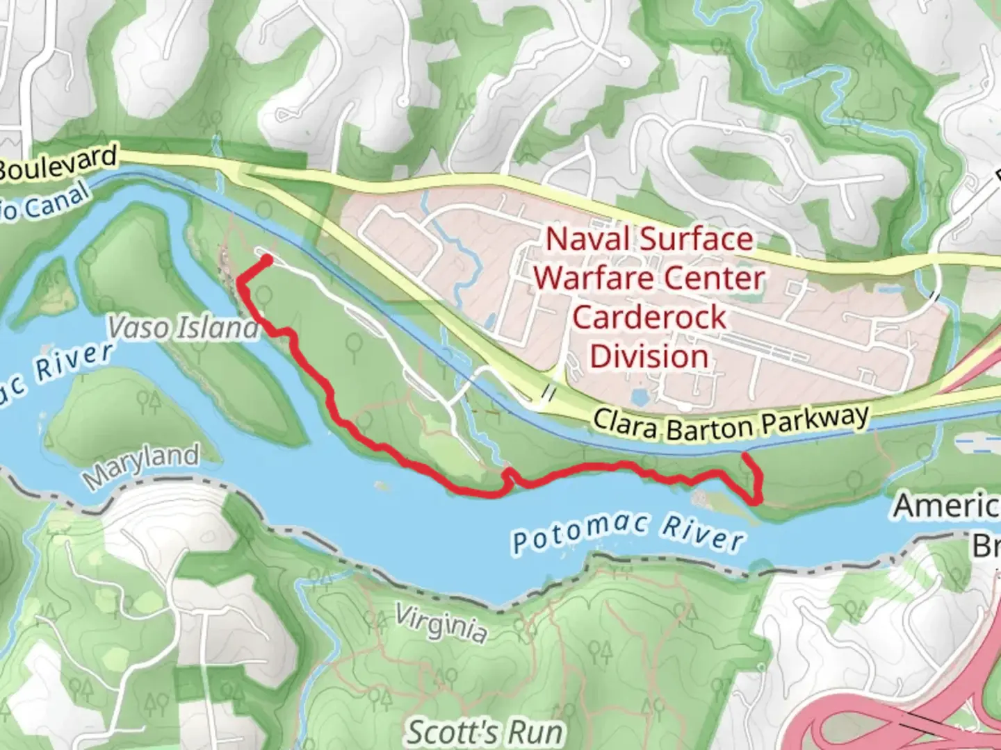 An image depicting the trail Billy Goat Trail Section C and its surrounding area.
