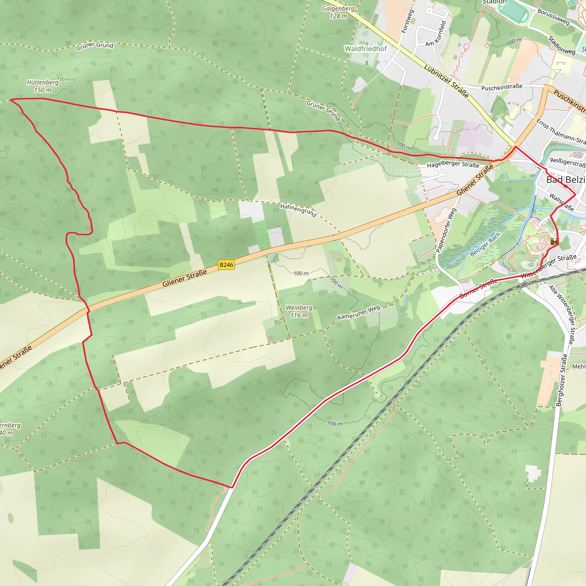 Belziger Bach and Burg Eisenhardt Loop mobile static map
