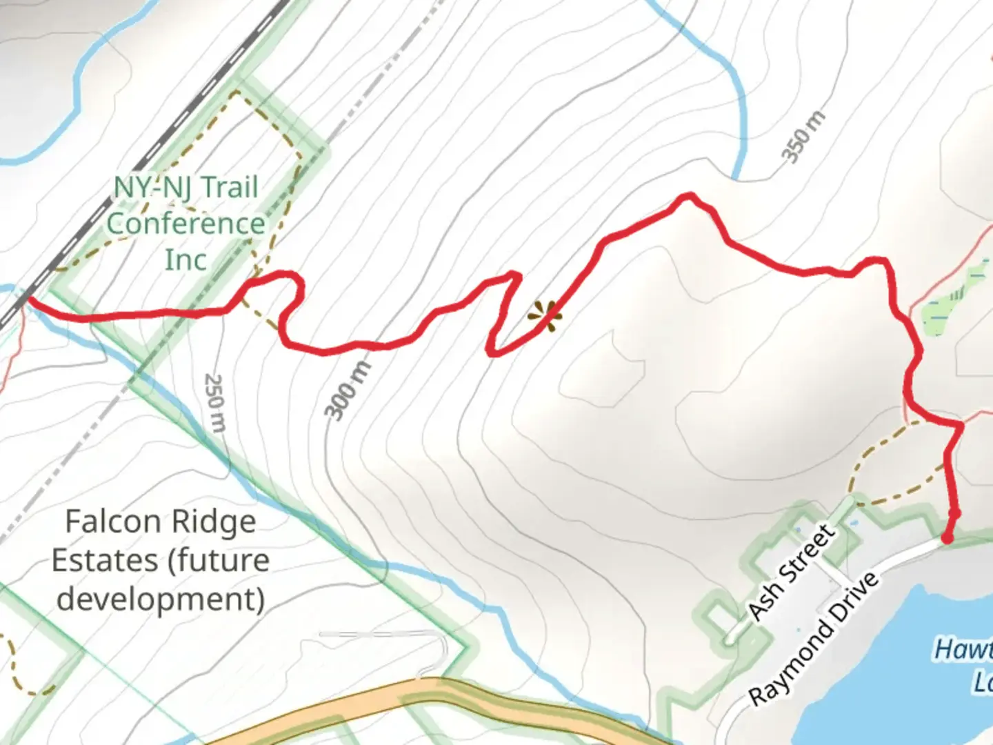 An image depicting the trail Hawthorne Lake - Green Ville and its surrounding area.