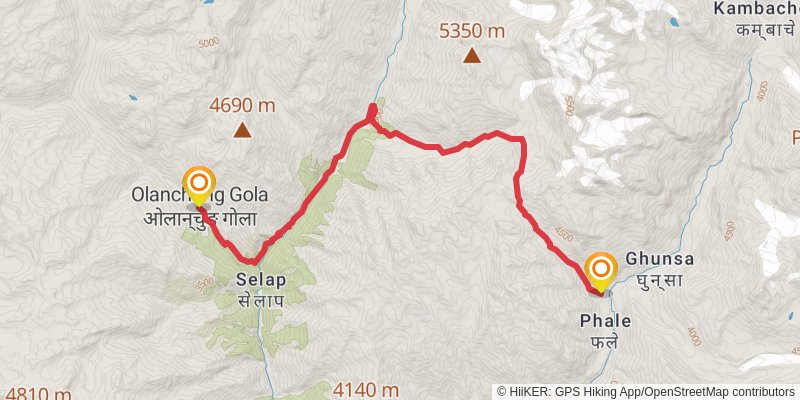 Great Himalayan Trail stage 6 Map