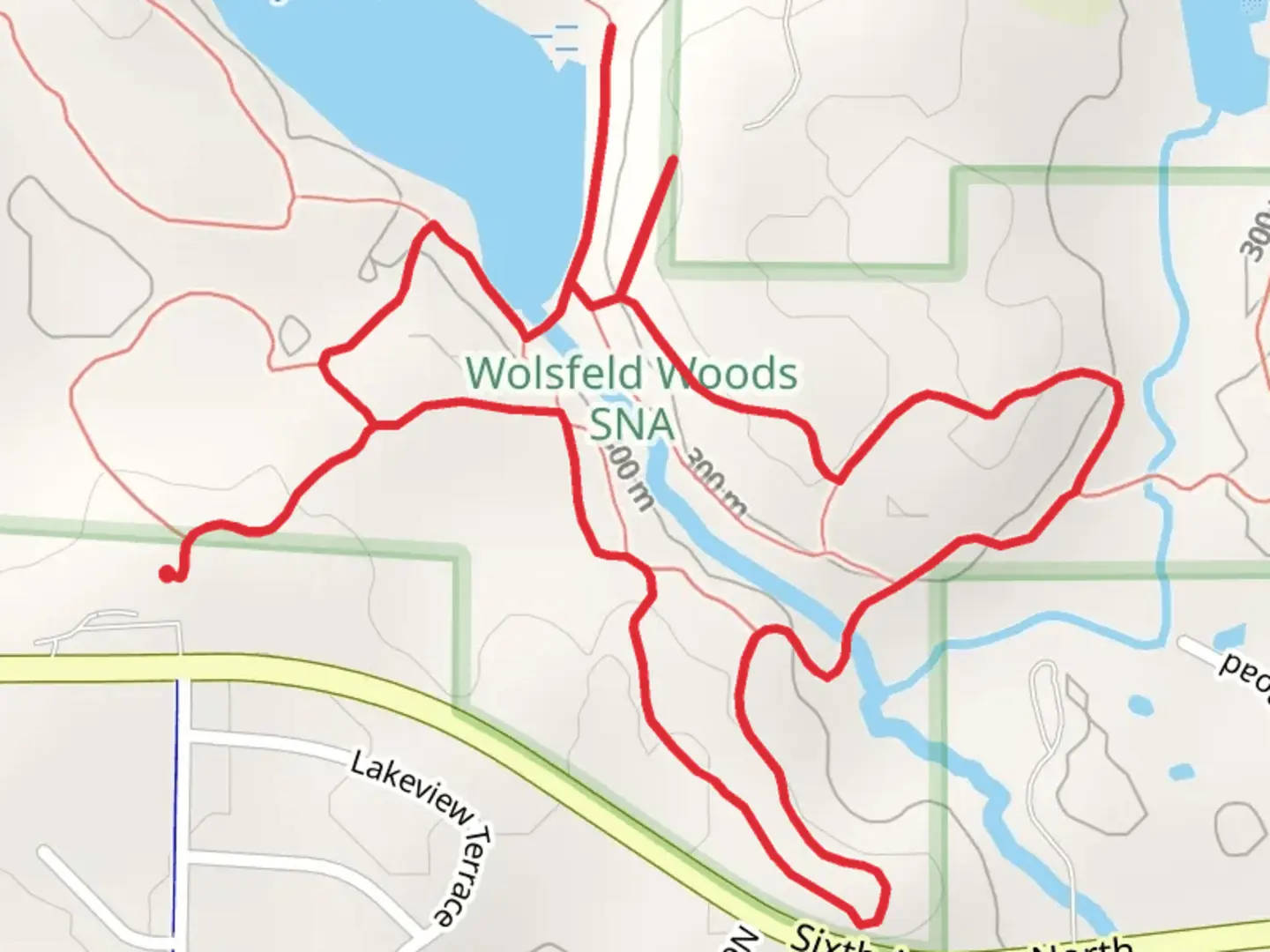An image depicting the trail Wolsfeld Lake South Loop and its surrounding area.