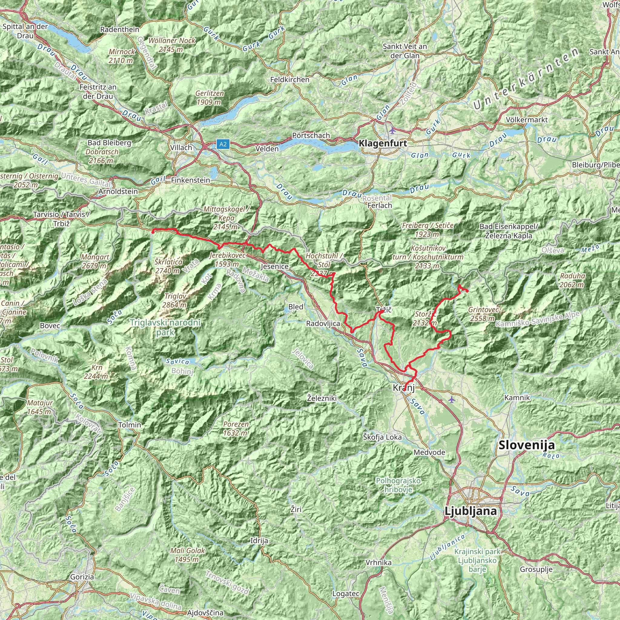 Karavanke Trail - Overall Trail mobile static map