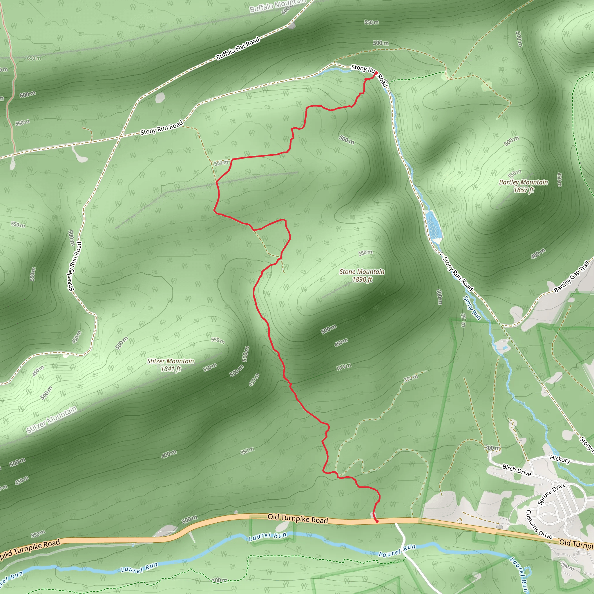 Stitzer Gap Trail mobile static map