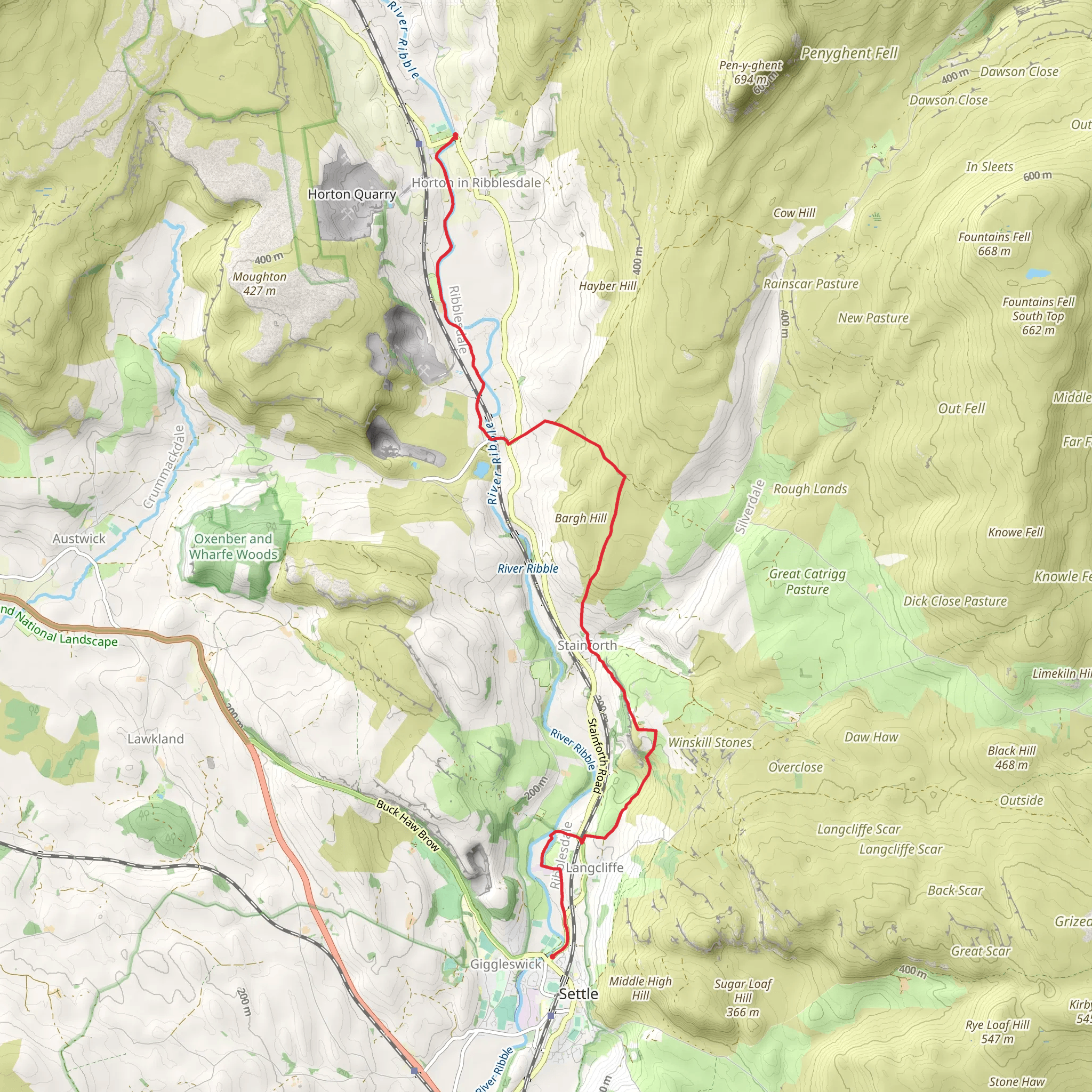 Horton to Settle Walk mobile static map