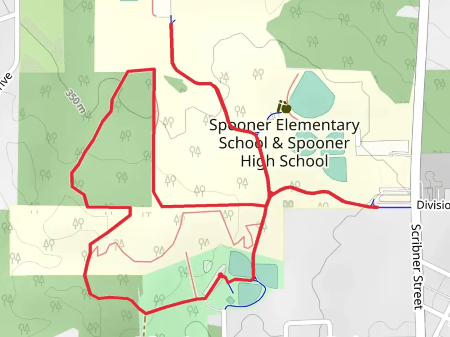 An image depicting the trail College Street Park North Loop and its surrounding area.