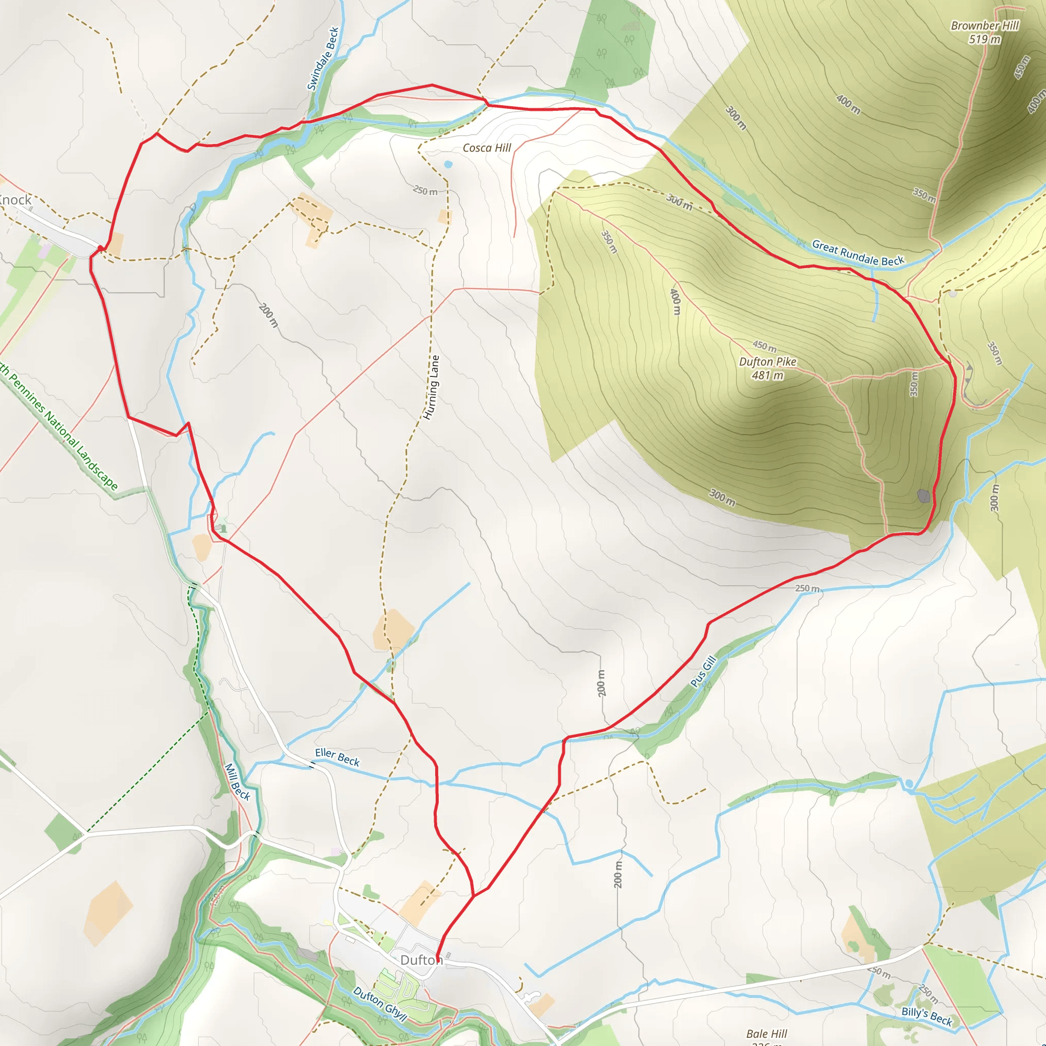 Dufton Pike and Dufton from Knock mobile static map