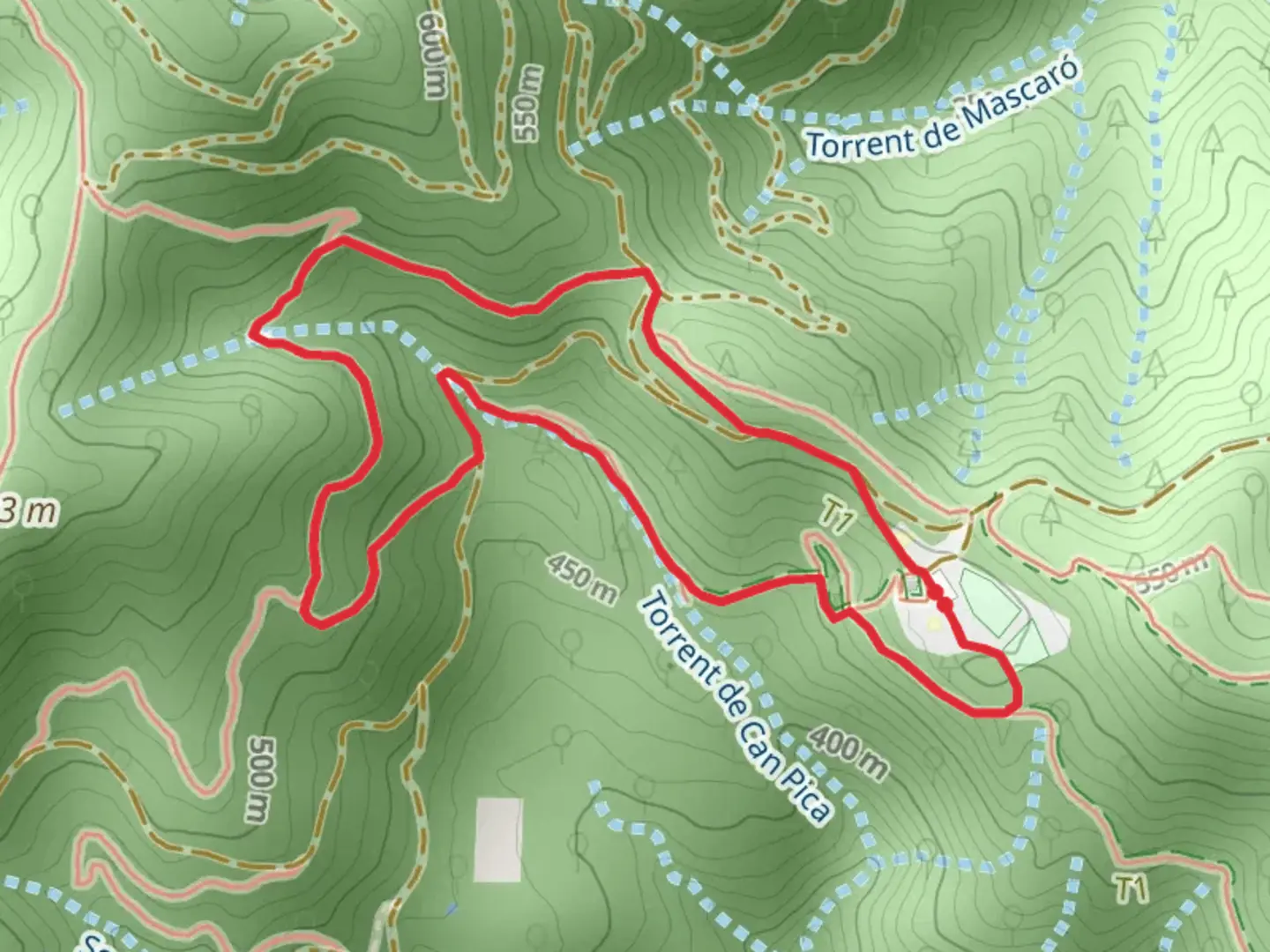 An image depicting the trail Les Alzines de Can Portell SL C 73 and its surrounding area.
