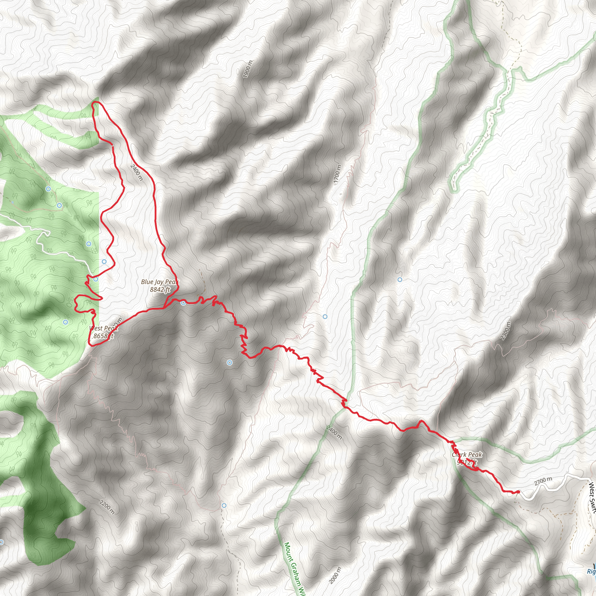 Clark Peak Trail and Blue Jay Ridge Trail mobile static map