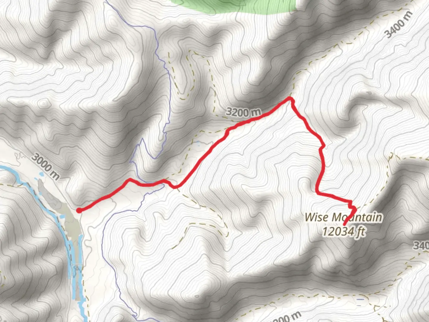 An image depicting the trail Wise Mountain via North Fork and its surrounding area.