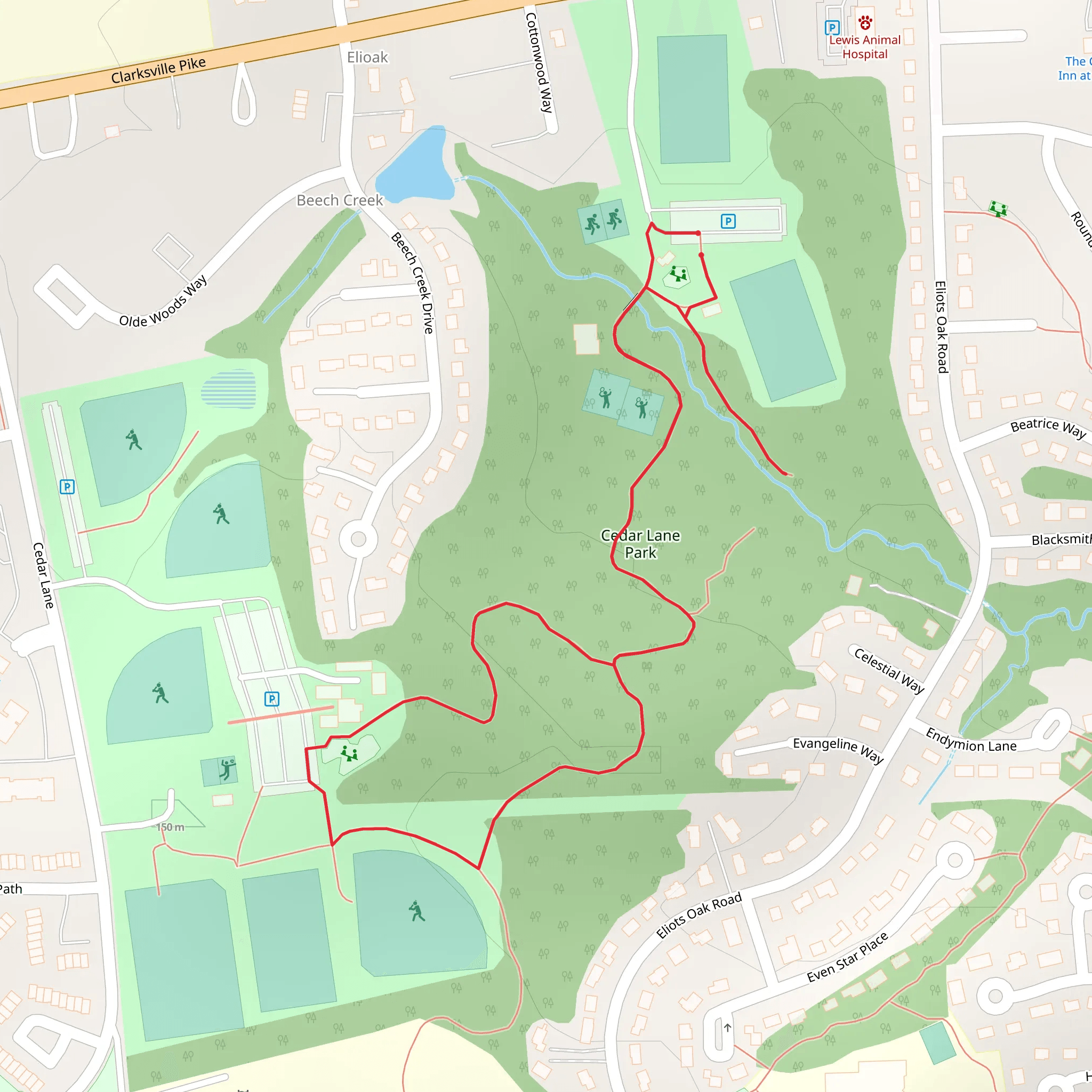 Cedar Lane Park Loop mobile static map