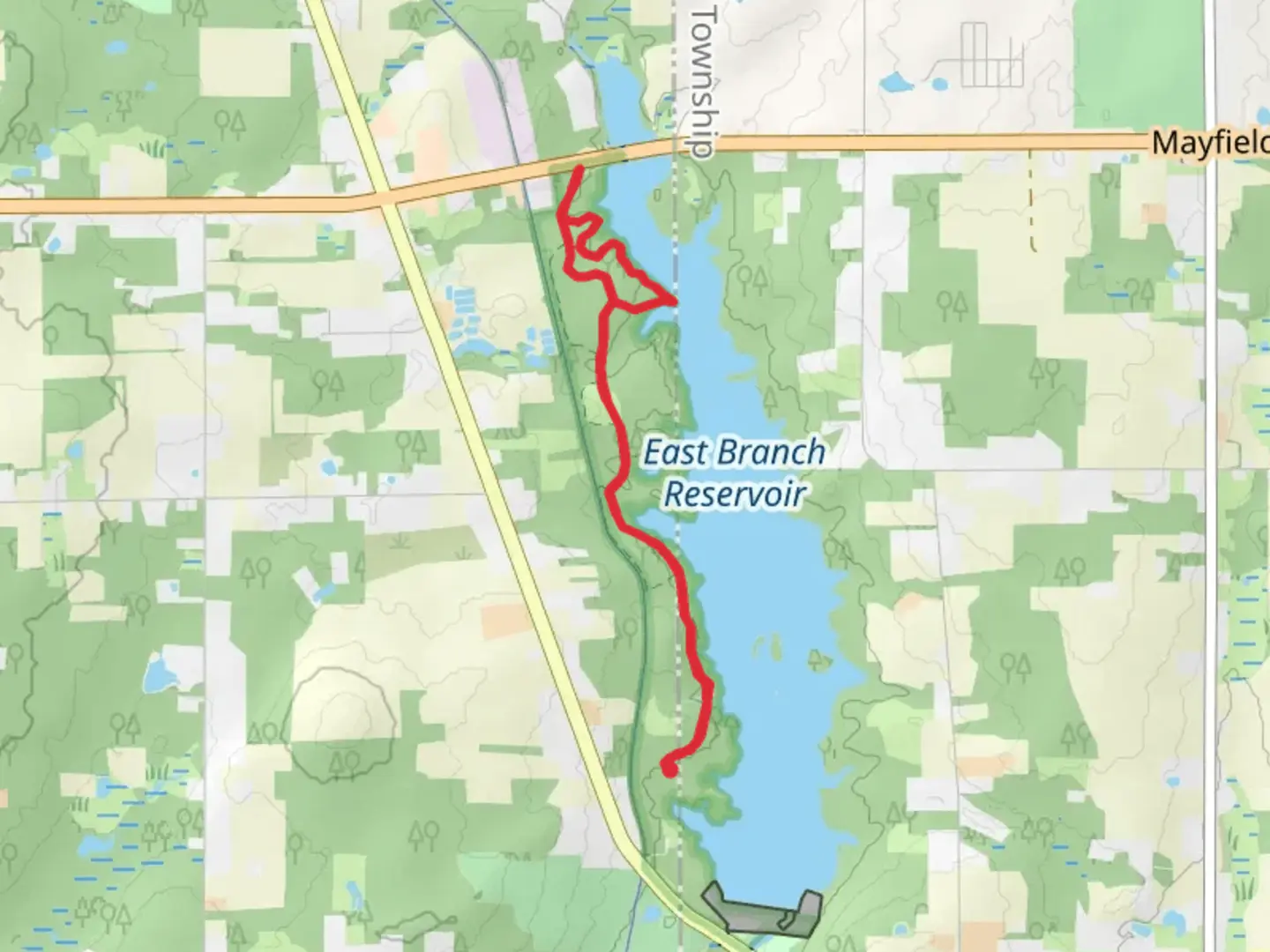 An image depicting the trail Buckeye and Eagle Trail - East Branch Reservoir and its surrounding area.