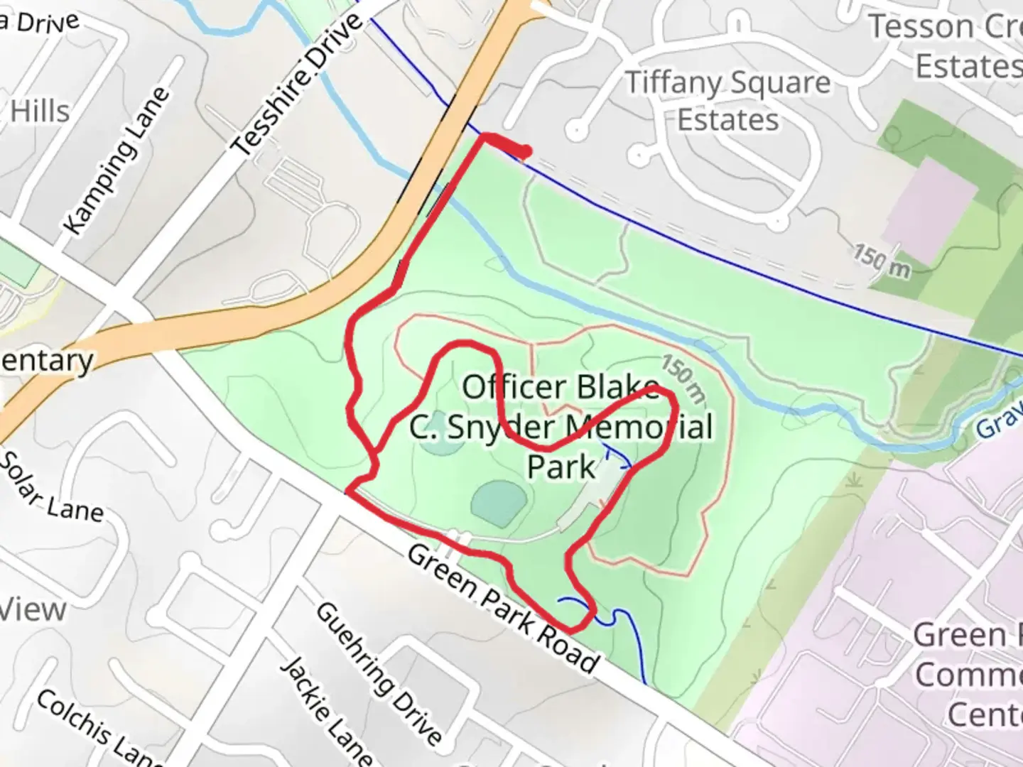 An image depicting the trail Clydesdale Park Loop and its surrounding area.