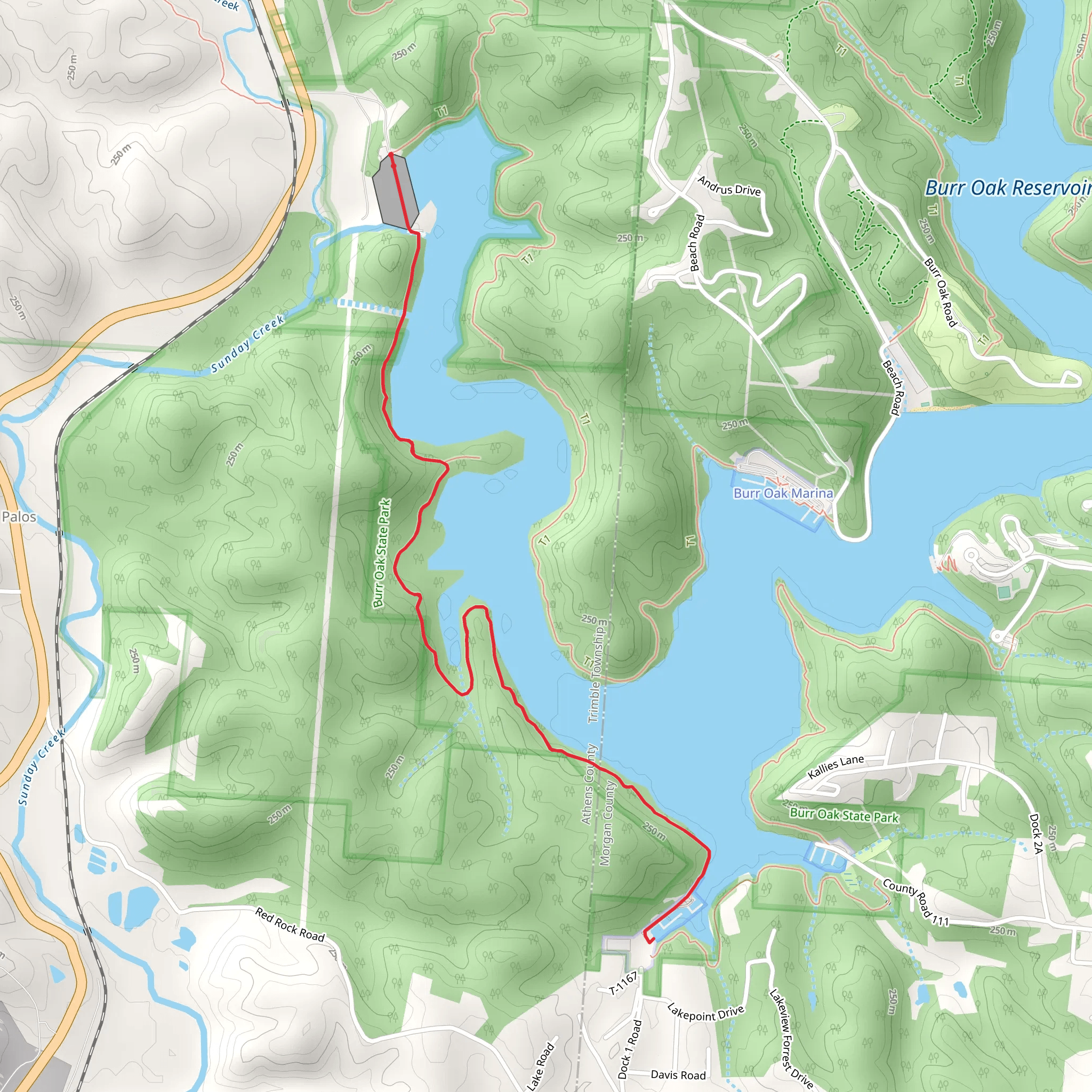 Burr Oak Backpack Trail - Short mobile static map