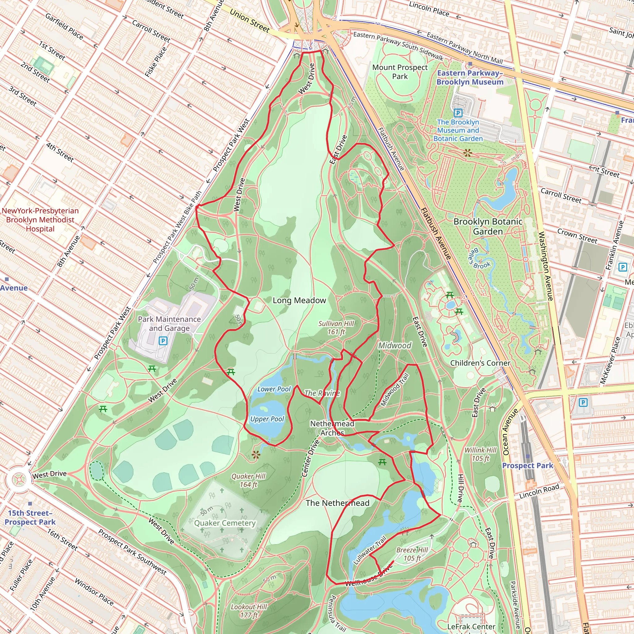 Binnen Water and Sullivan Hill Loop mobile static map