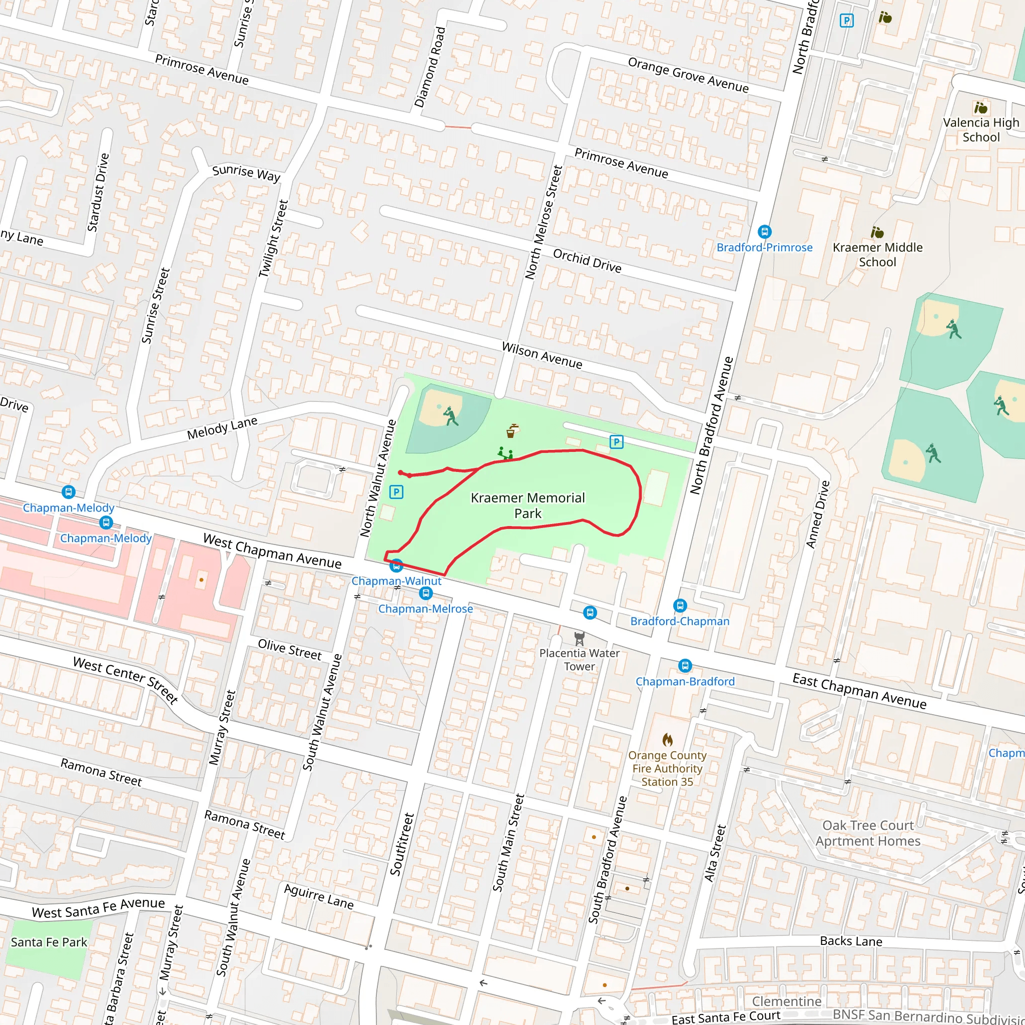 Kraemer Memorial Park Loop mobile static map