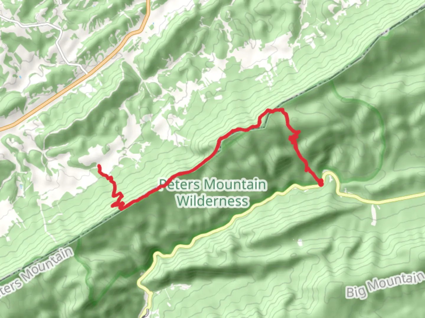 An image depicting the trail Appalachian, Dickinson Gap and Groundhog Trail and its surrounding area.