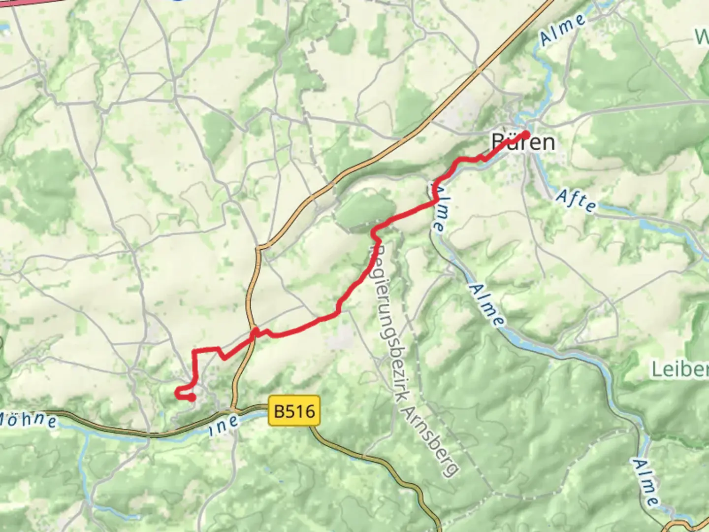 An image depicting the trail Ruthen to Buren Walk and its surrounding area.