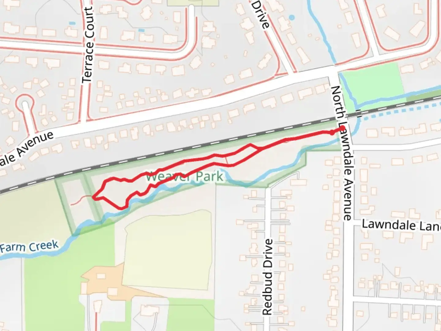 An image depicting the trail Farm Creek side Loop and its surrounding area.