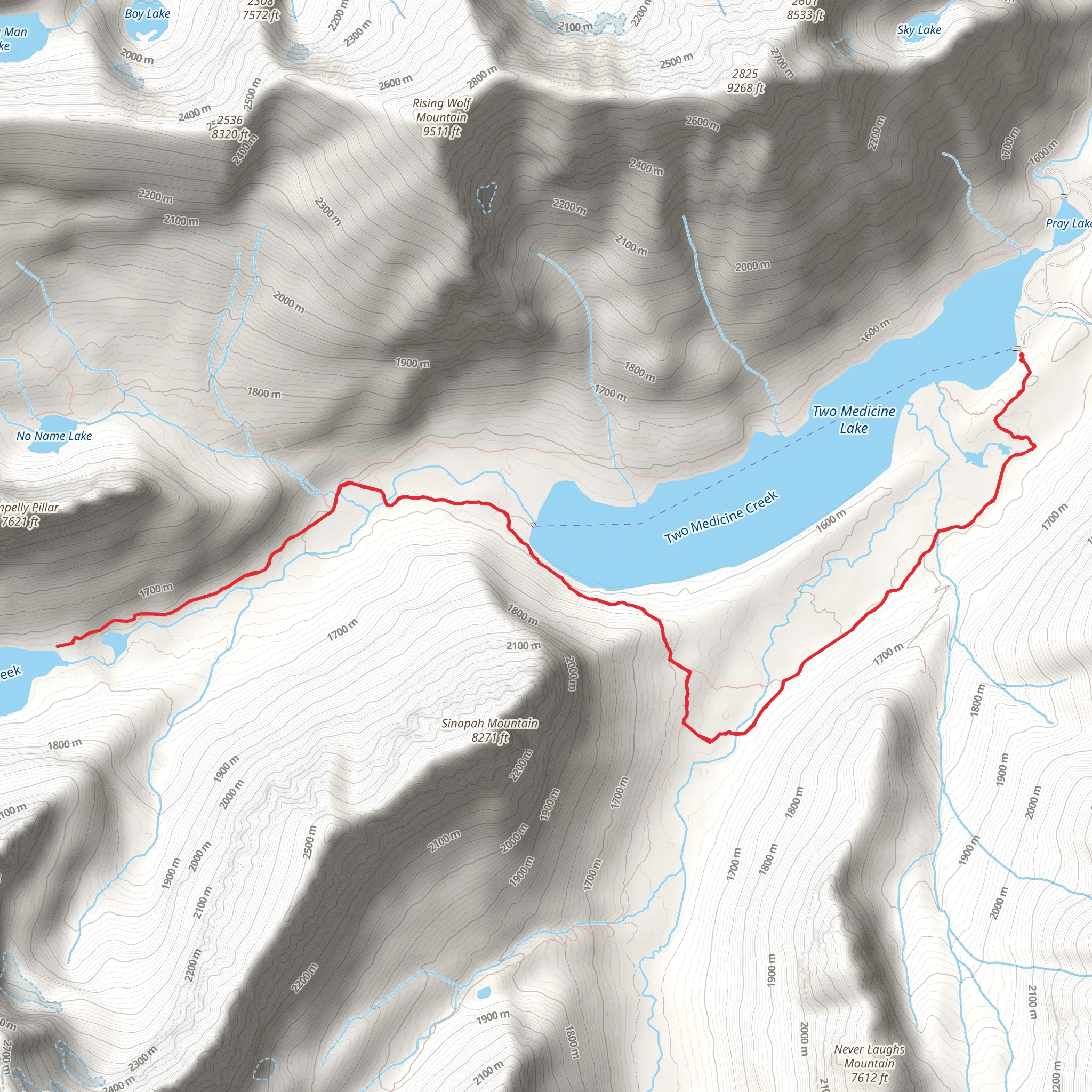Two Medicine Lake South Shore Trail mobile static map