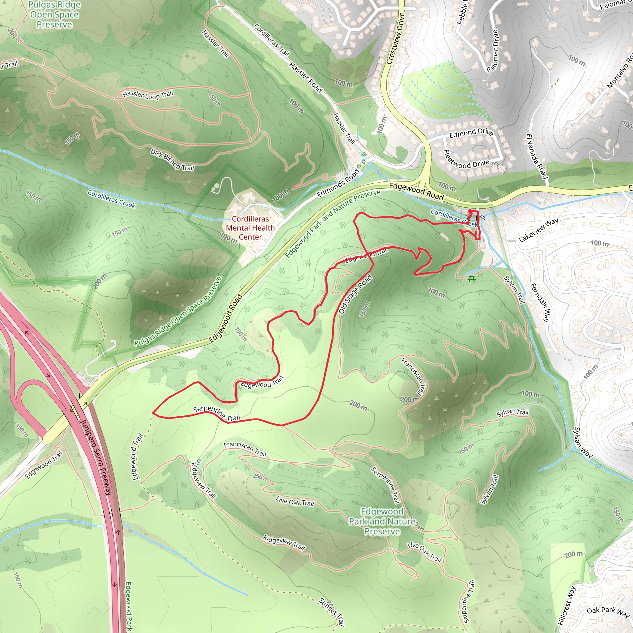 Edgewood - Serpentine Loop Trail mobile static map