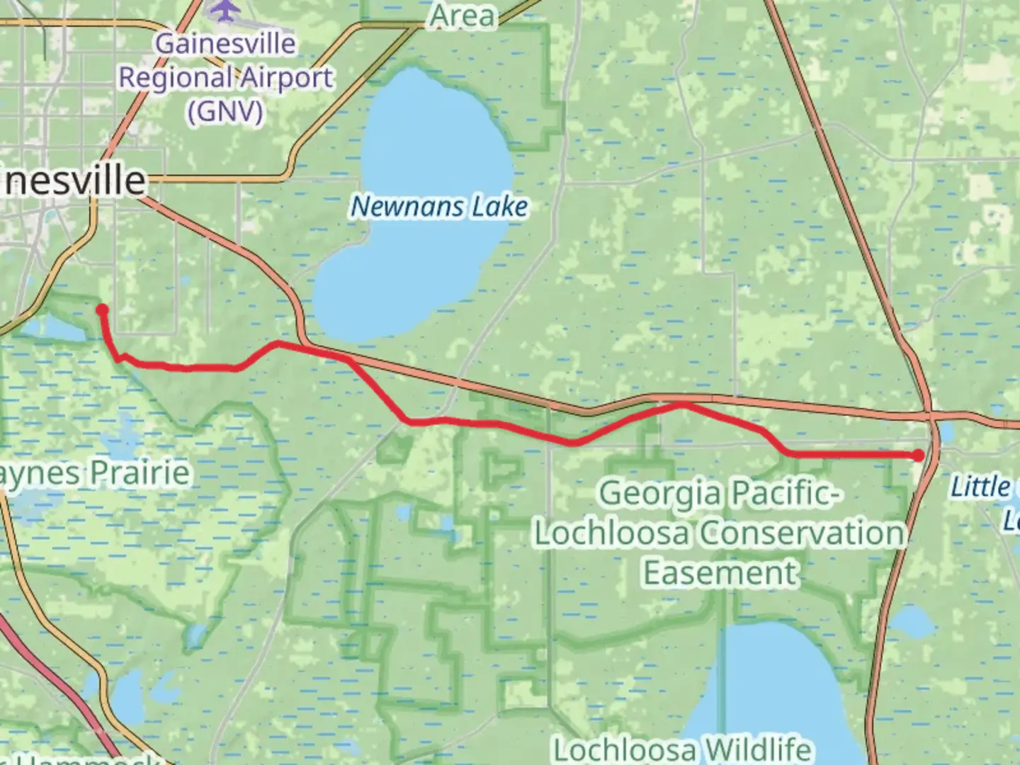 An image depicting the trail Gainesville-Hawthorne State Trail and its surrounding area.