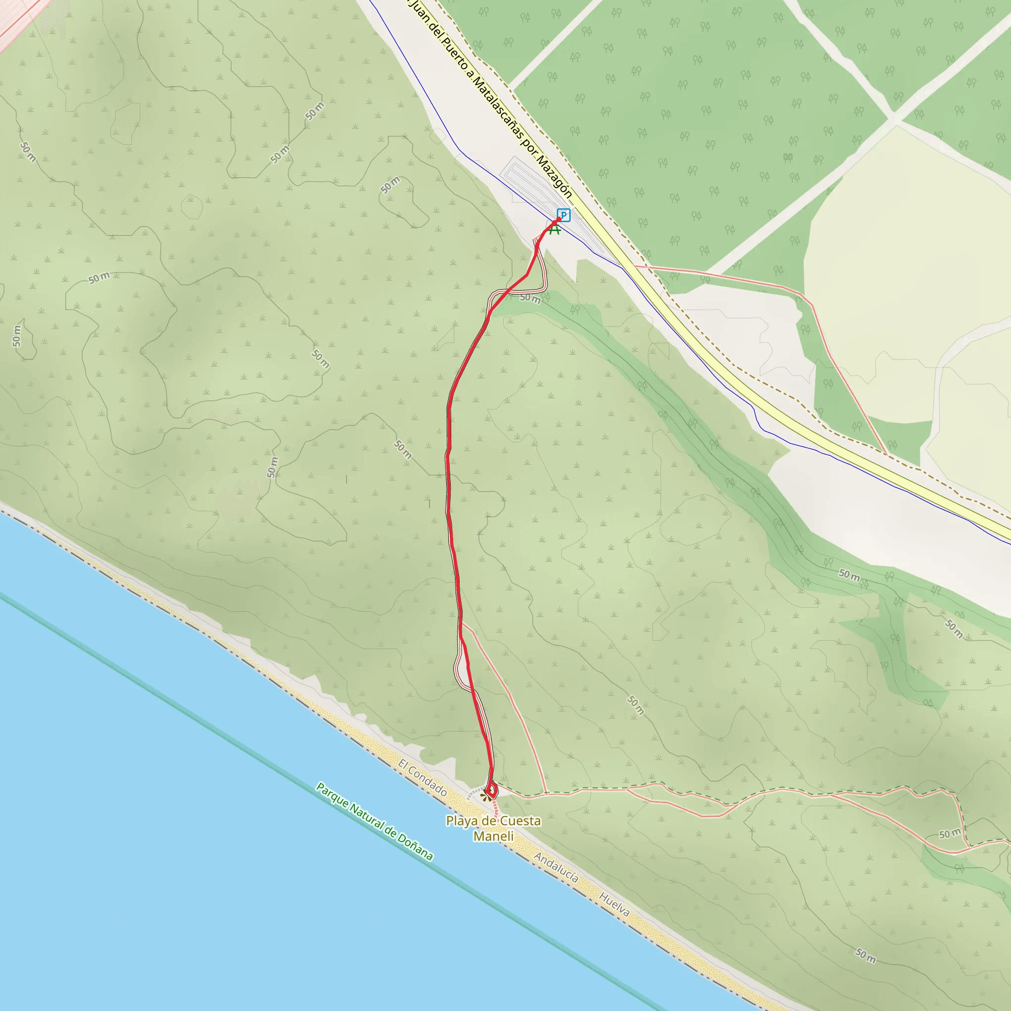 Sendero Cuesta Maneli from Mazagón mobile static map