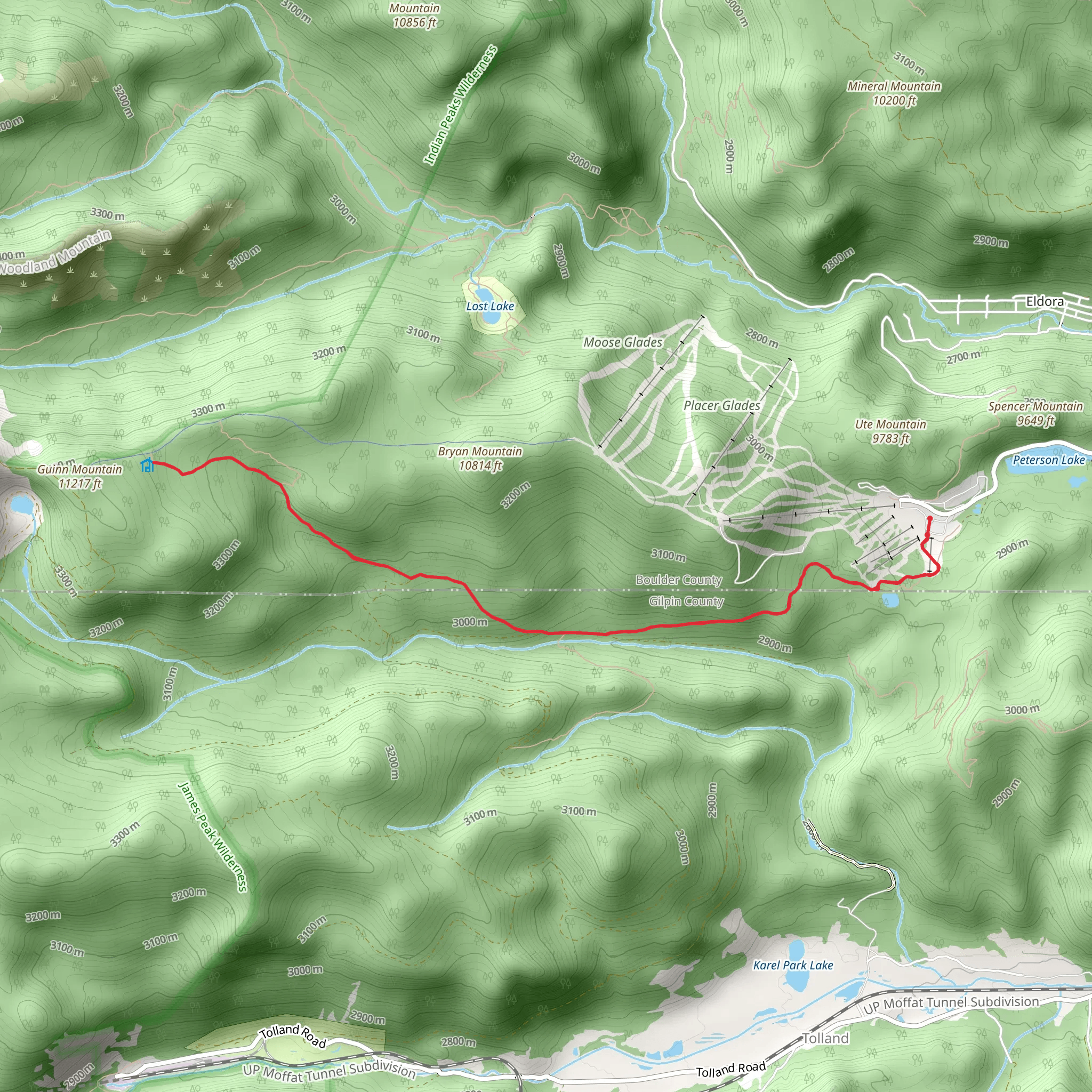 Guinn Mountain Trail via Jenny Creek mobile static map